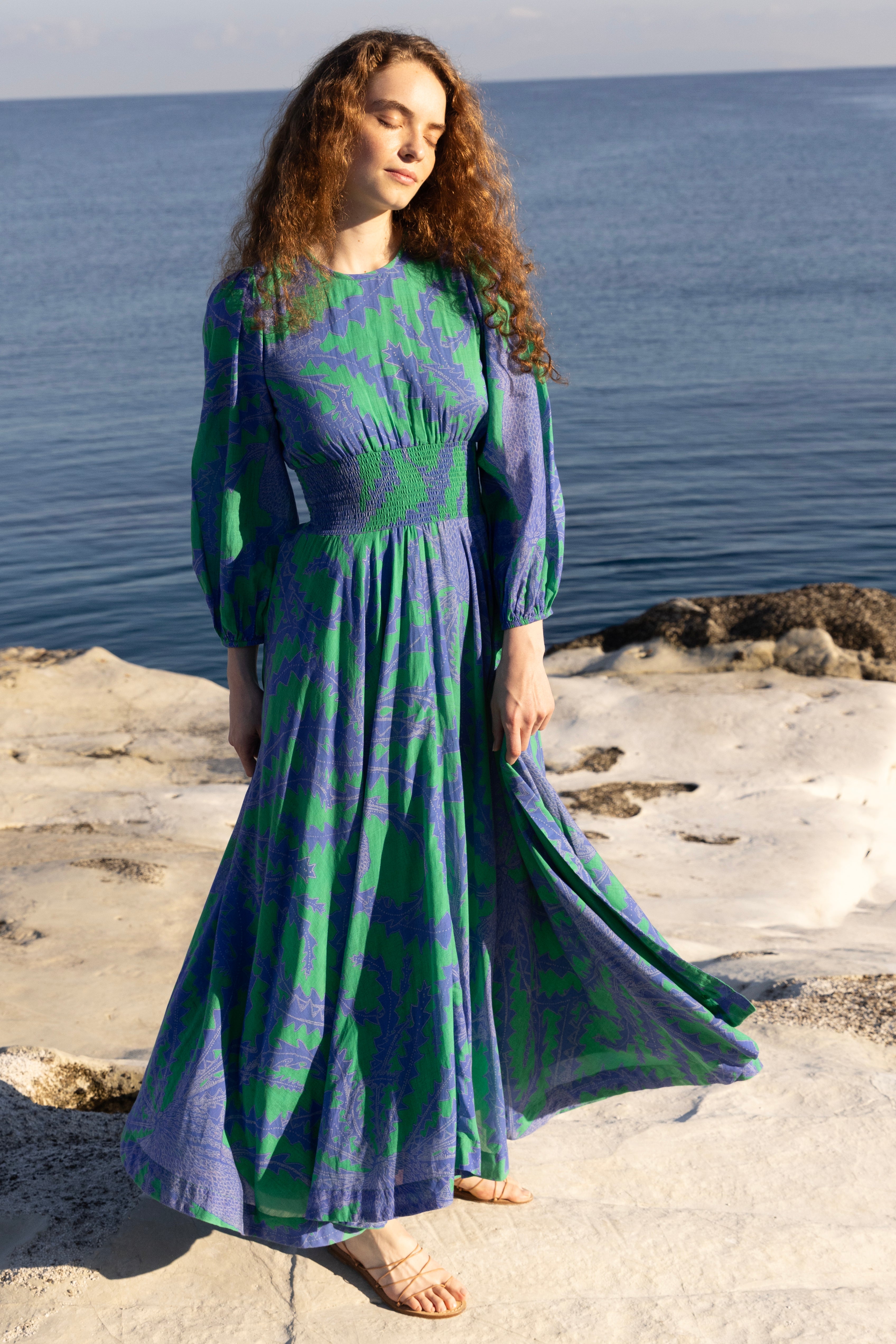 Crew Smocked Maxi Thistle Green