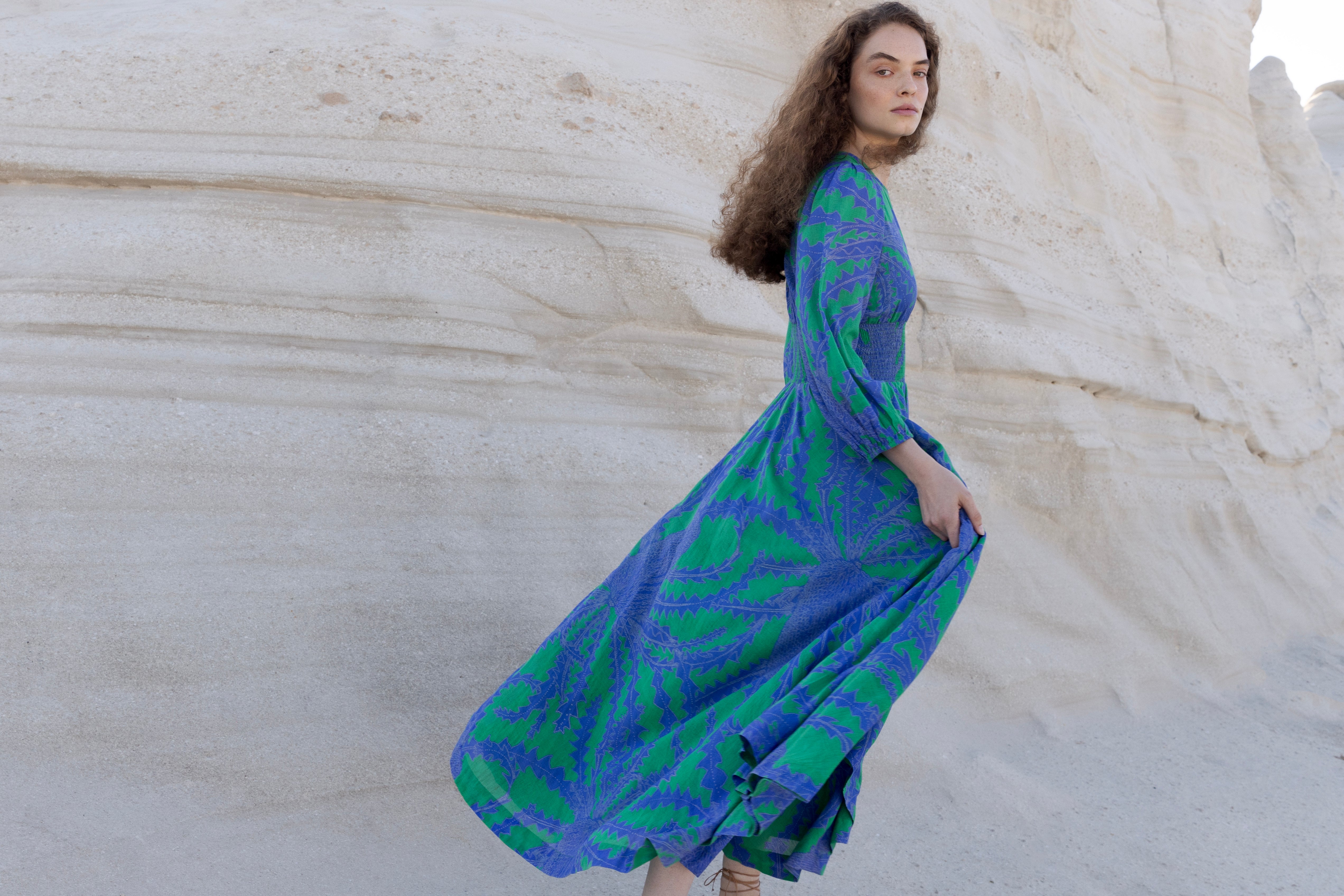 Crew Smocked Maxi Thistle Green