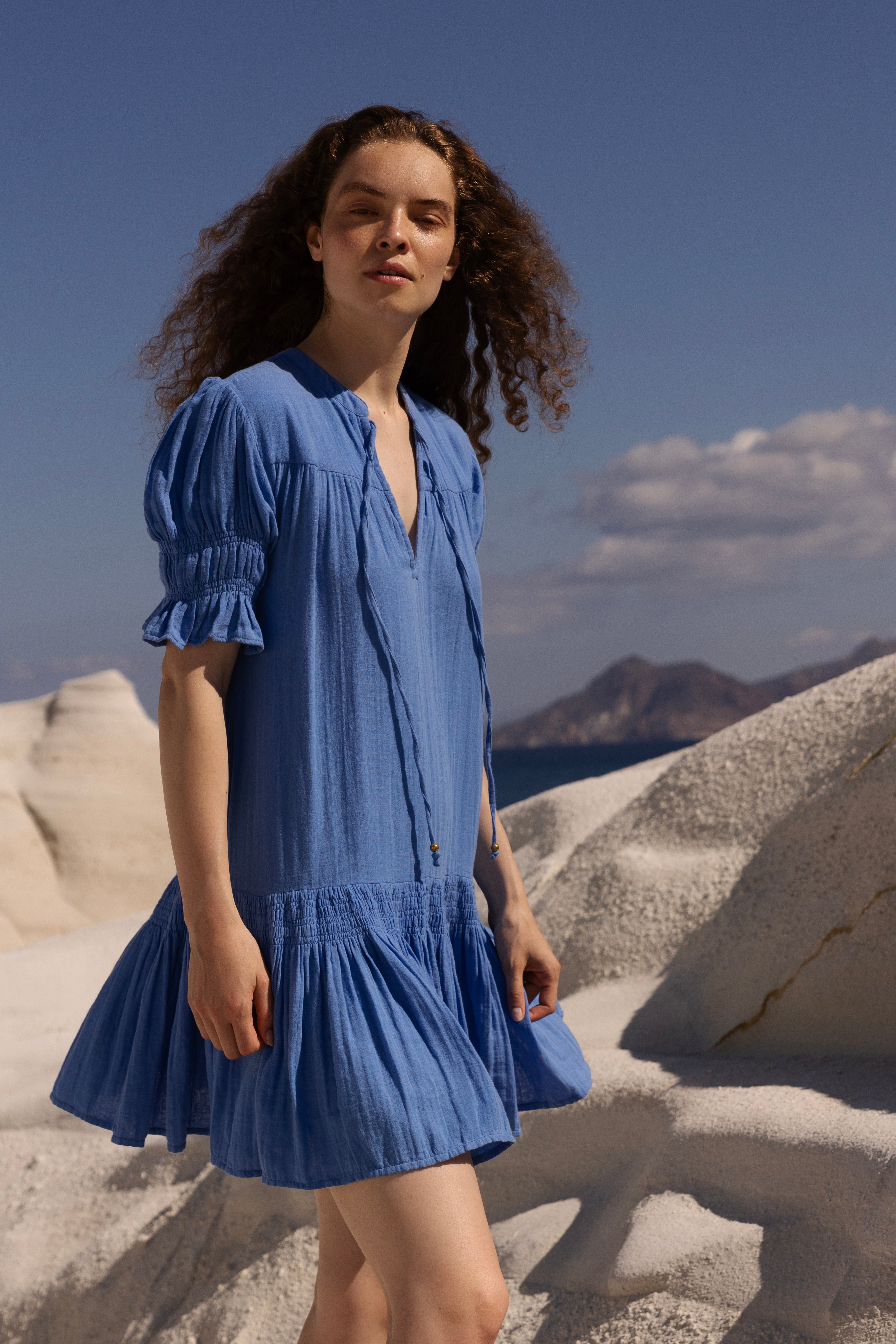 Smock Drop Mini Bermuda Blue