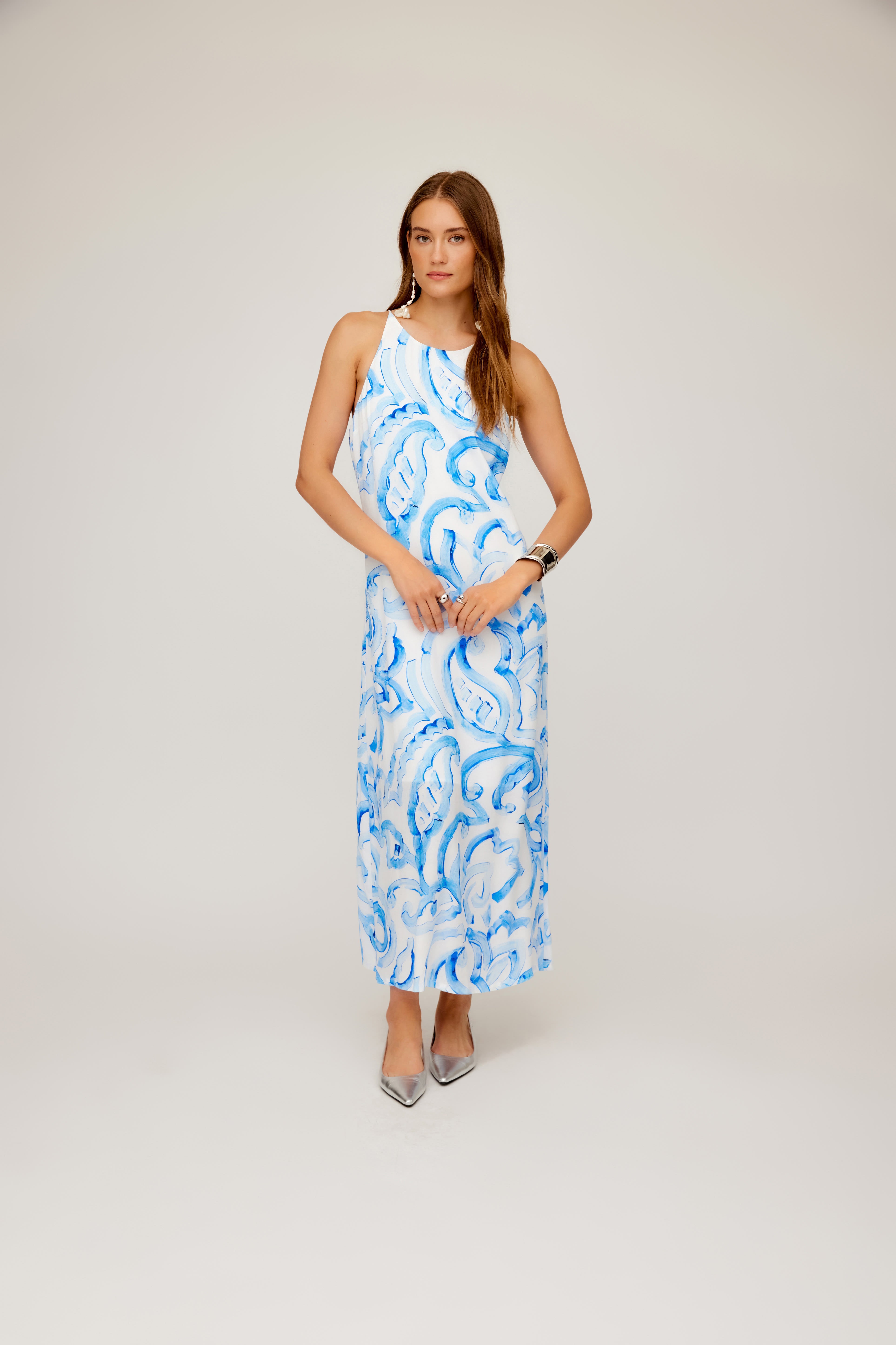 Sera A Line Midi Painted Paisley Print
