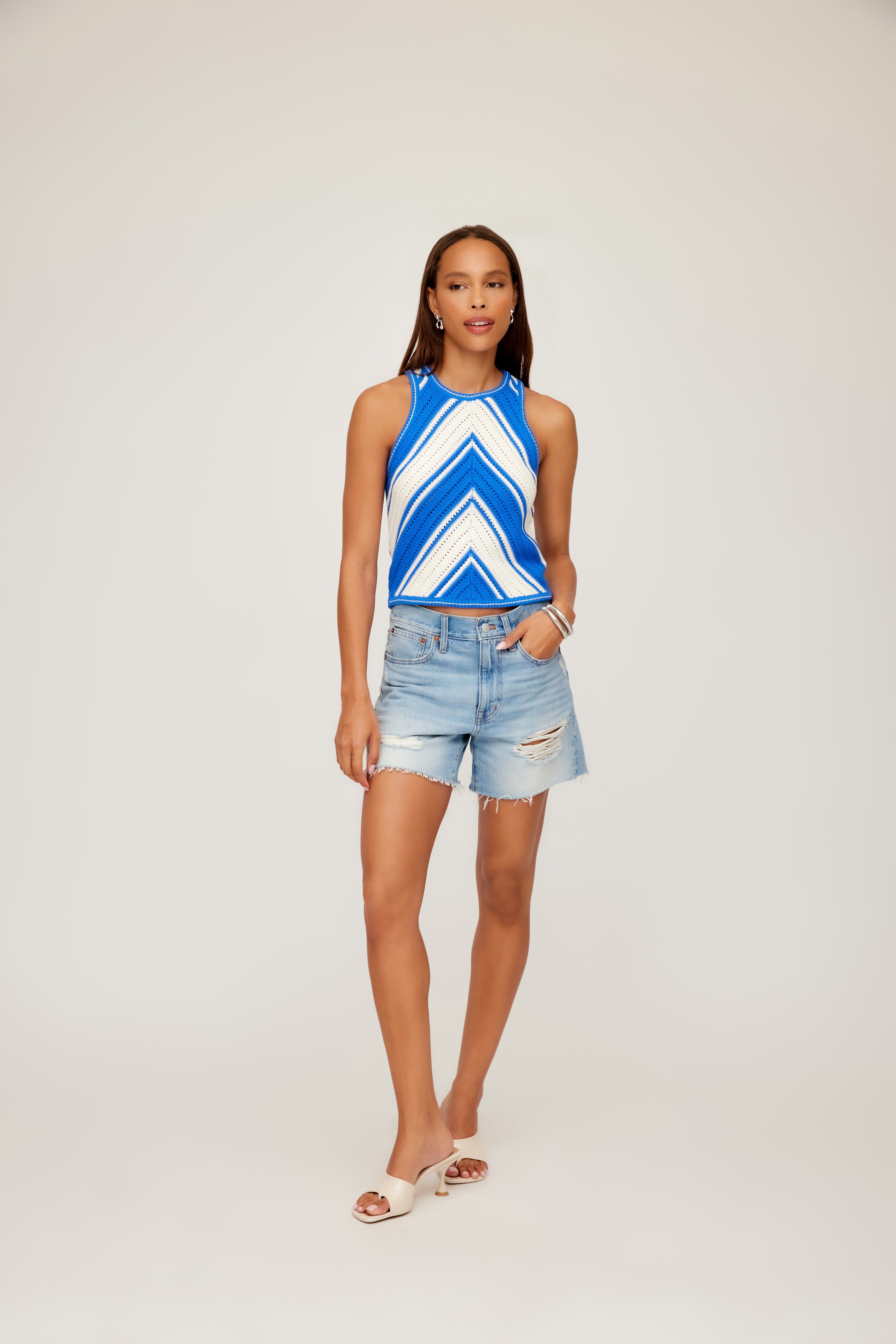 Alice Crochet Tank Blue