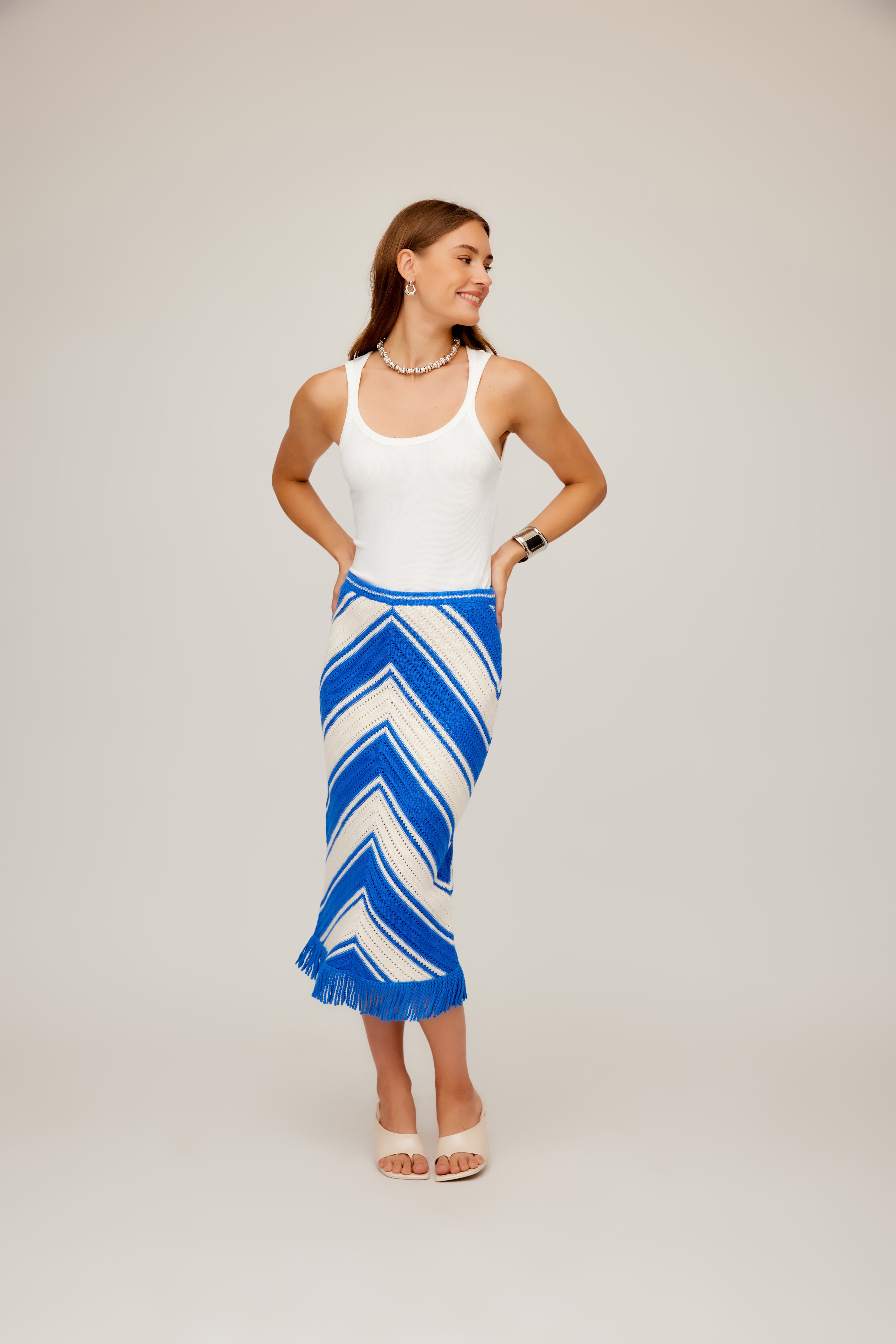 Amber Crochet Skirt Blue