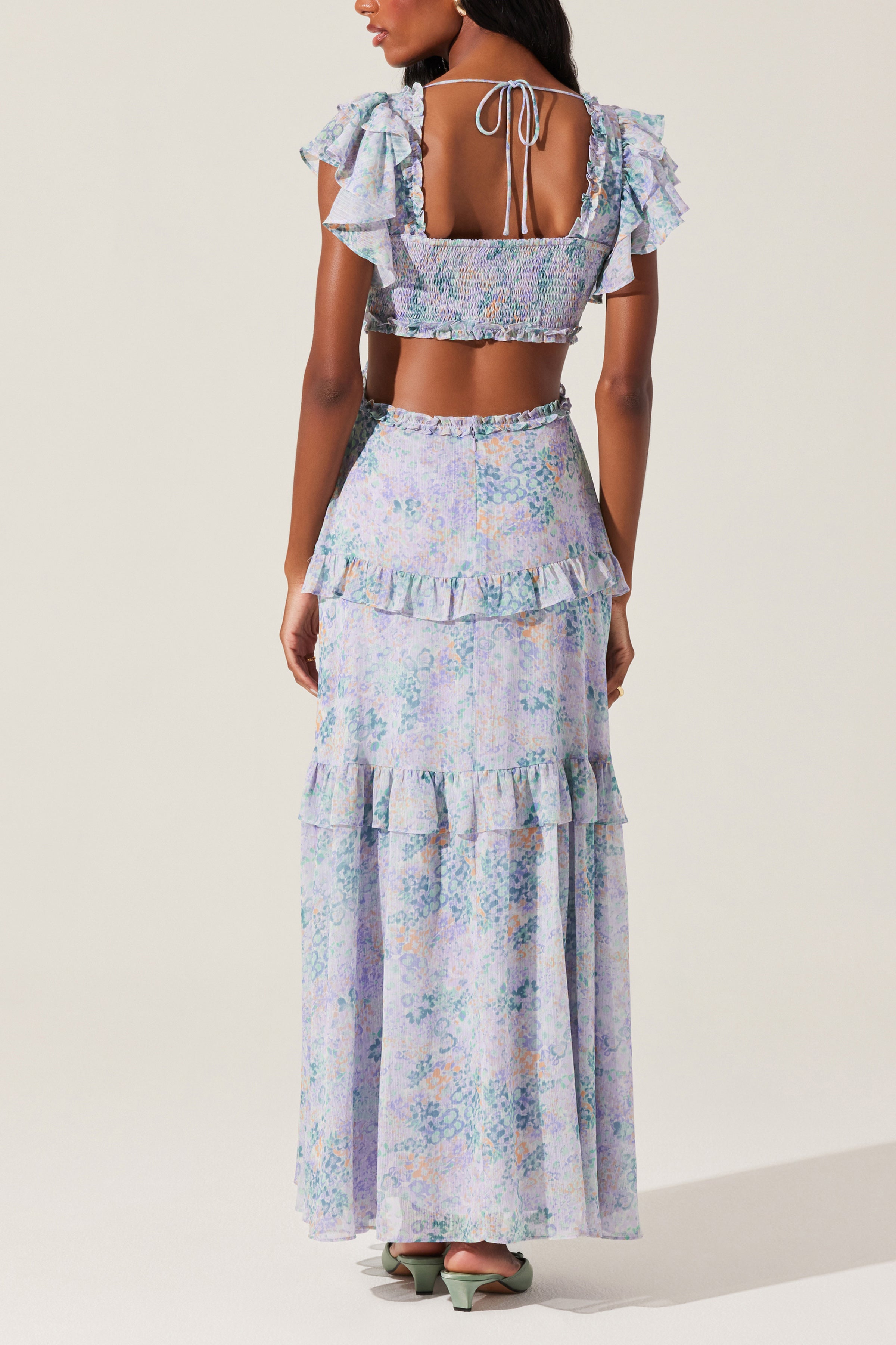 ASTR Mable Floral Tiered Ruffle Maxi Dress