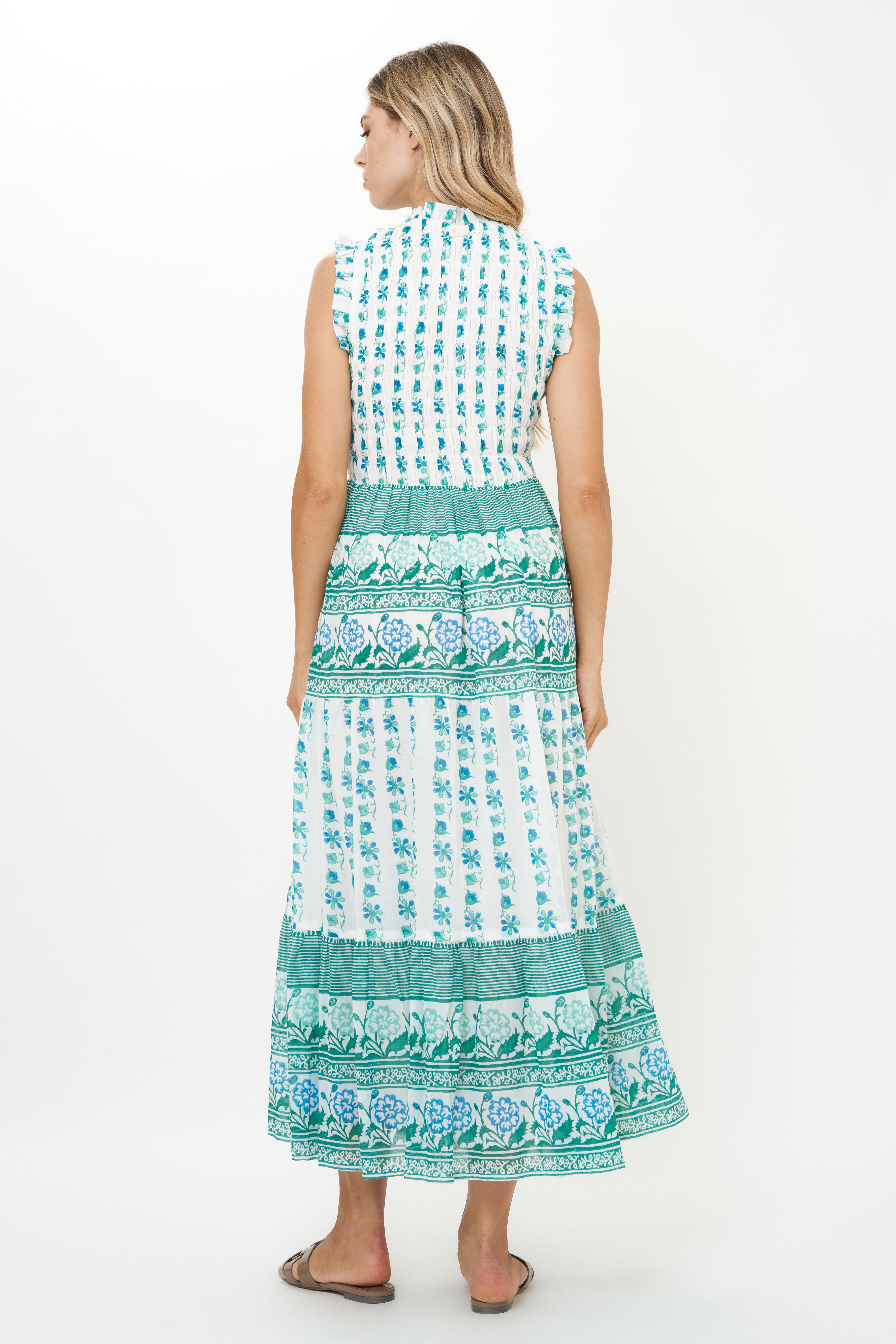 Sleeveless Smocked Maxi Boreggo Green