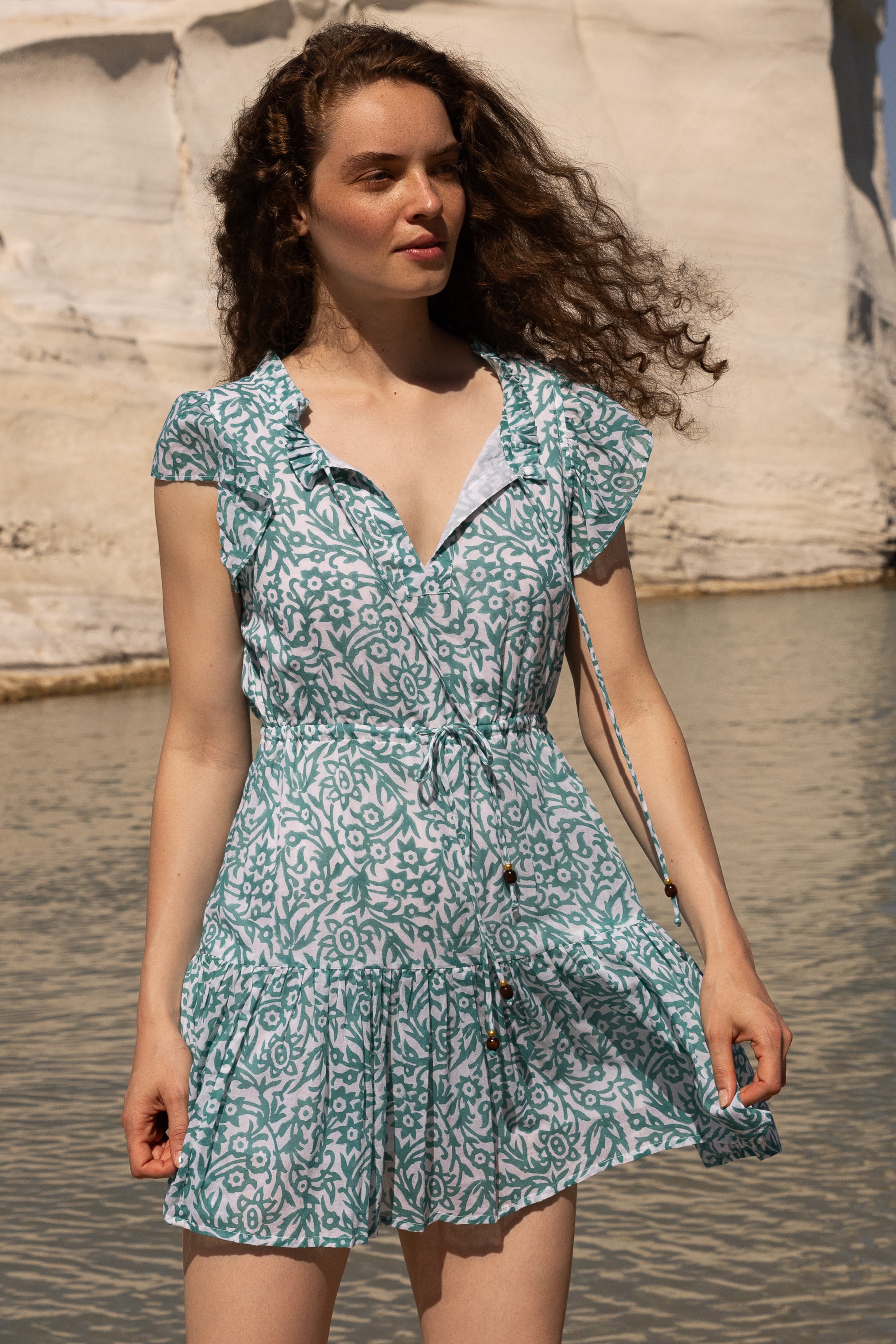 Cinched Flirty Short Cypress Jade