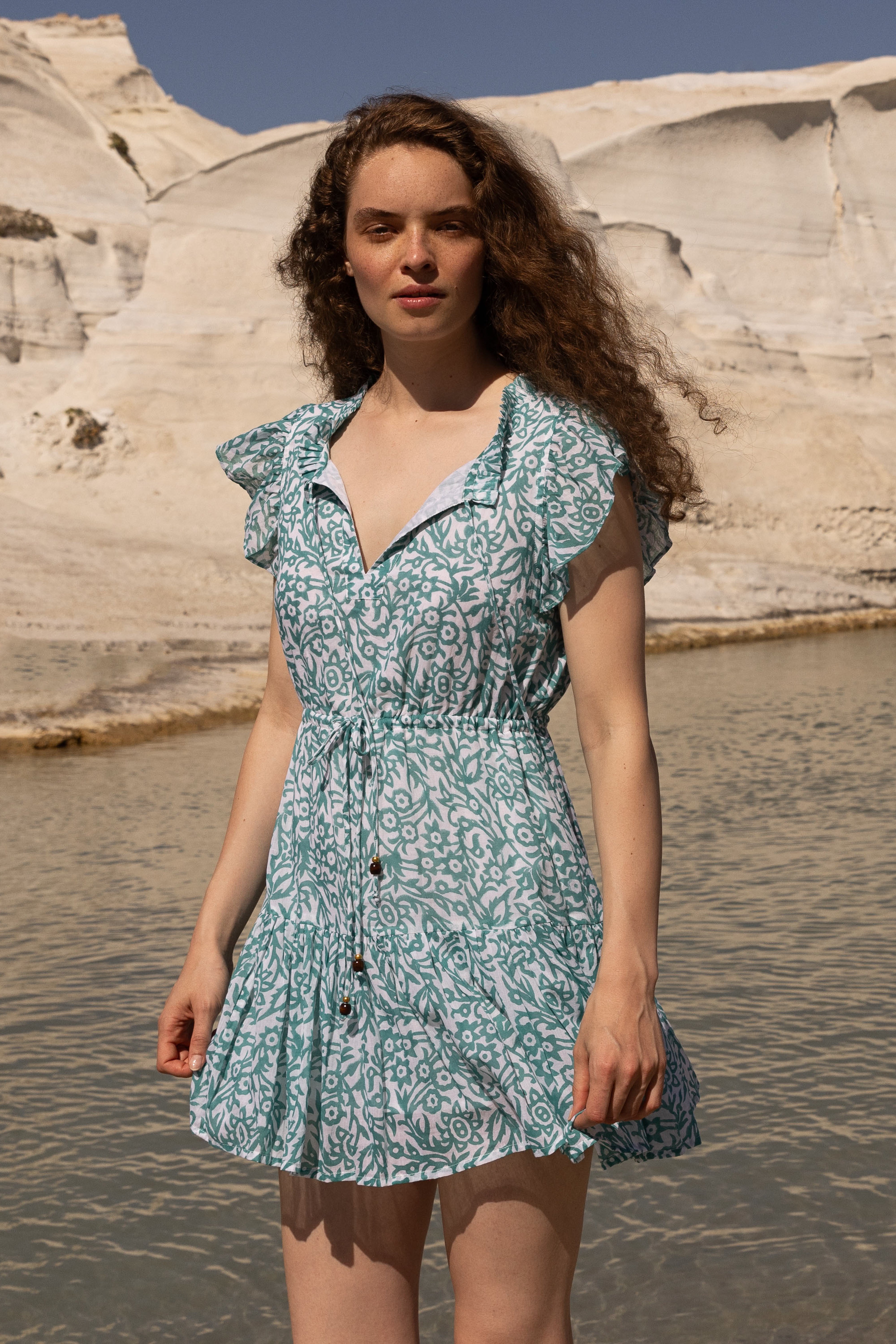 Cinched Flirty Short Cypress Jade