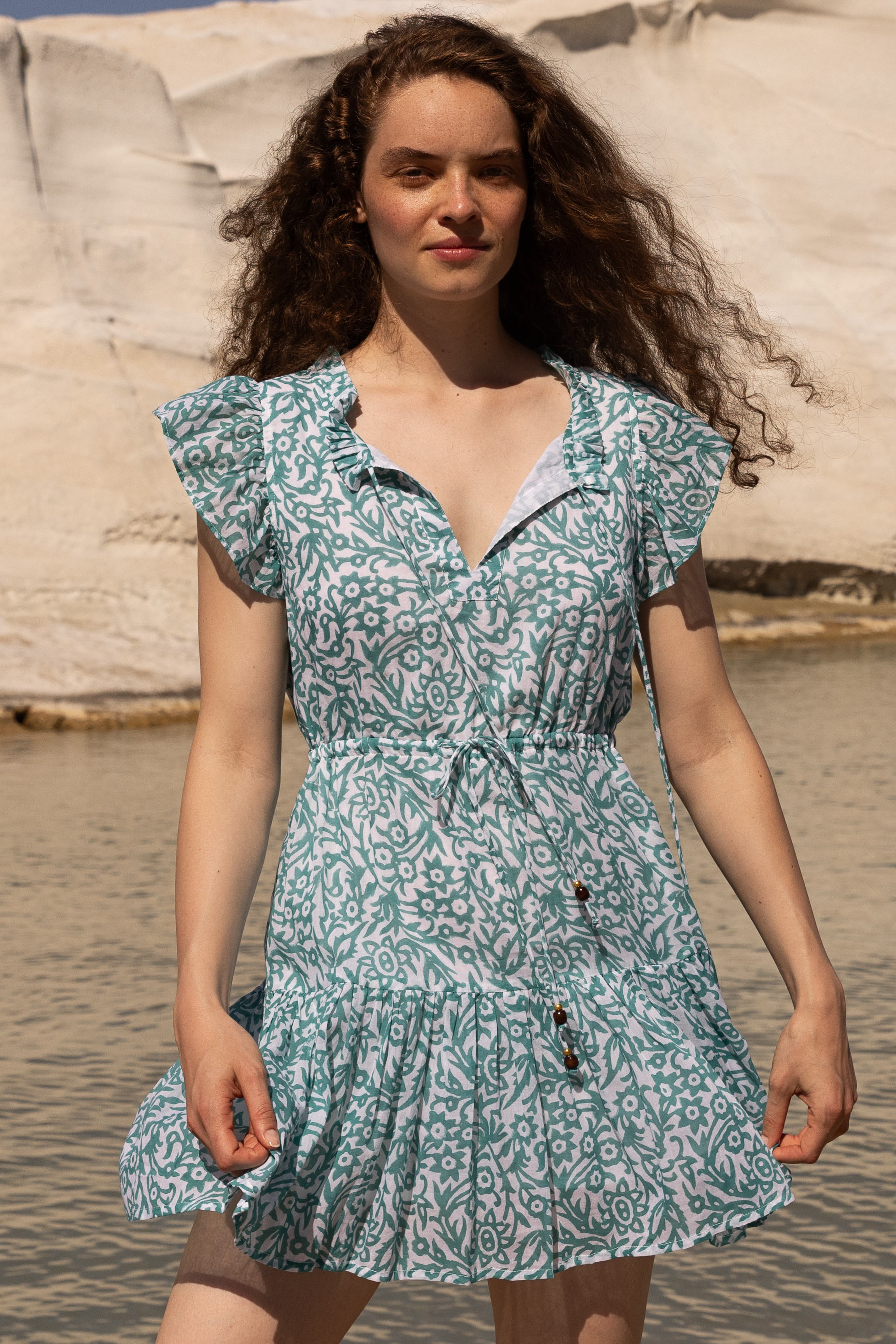 Cinched Flirty Short Cypress Jade