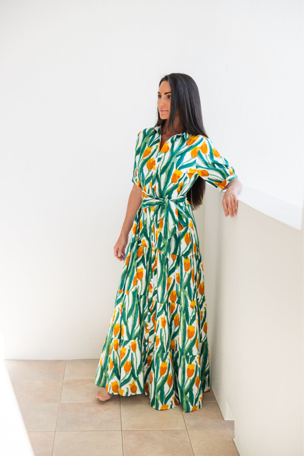 Hampton Dress Yellow Tulips