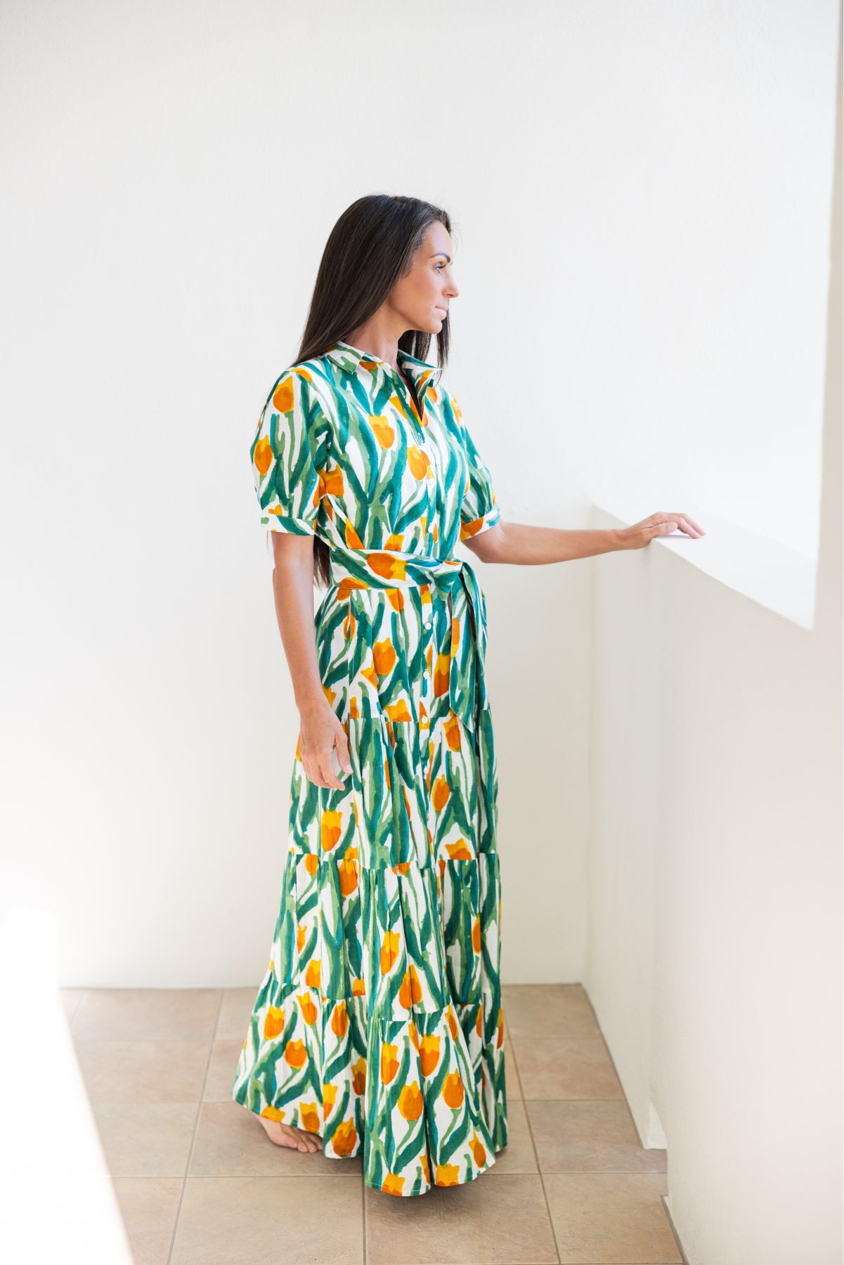 Hampton Dress Yellow Tulips