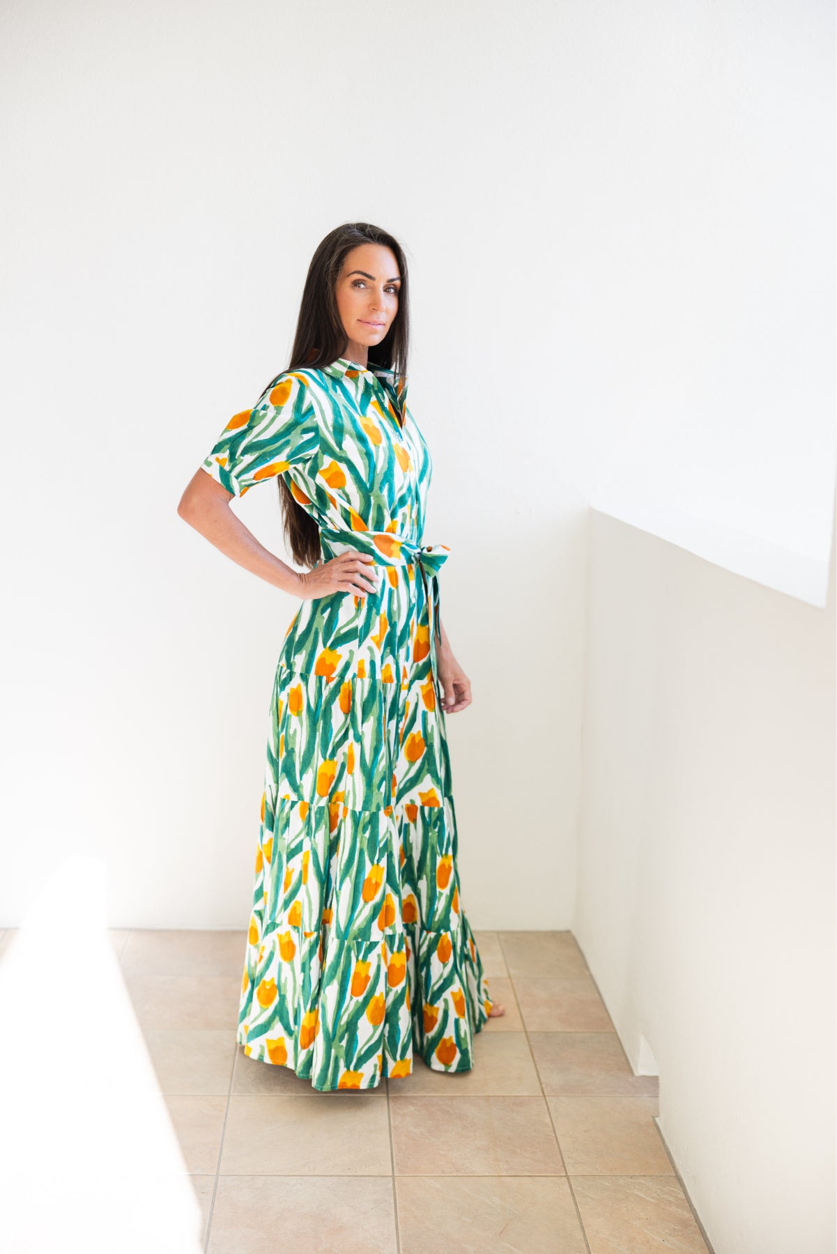 Hampton Dress Yellow Tulips