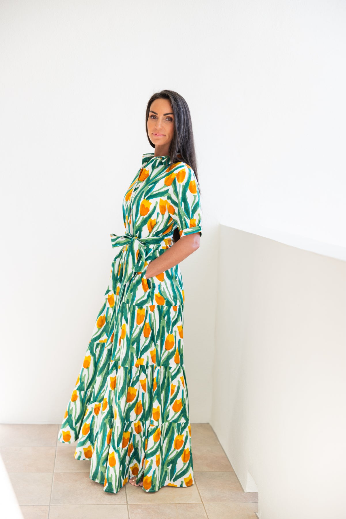 Hampton Dress Yellow Tulips