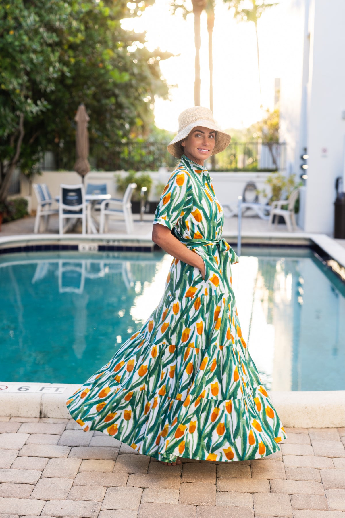 Hampton Dress Yellow Tulips