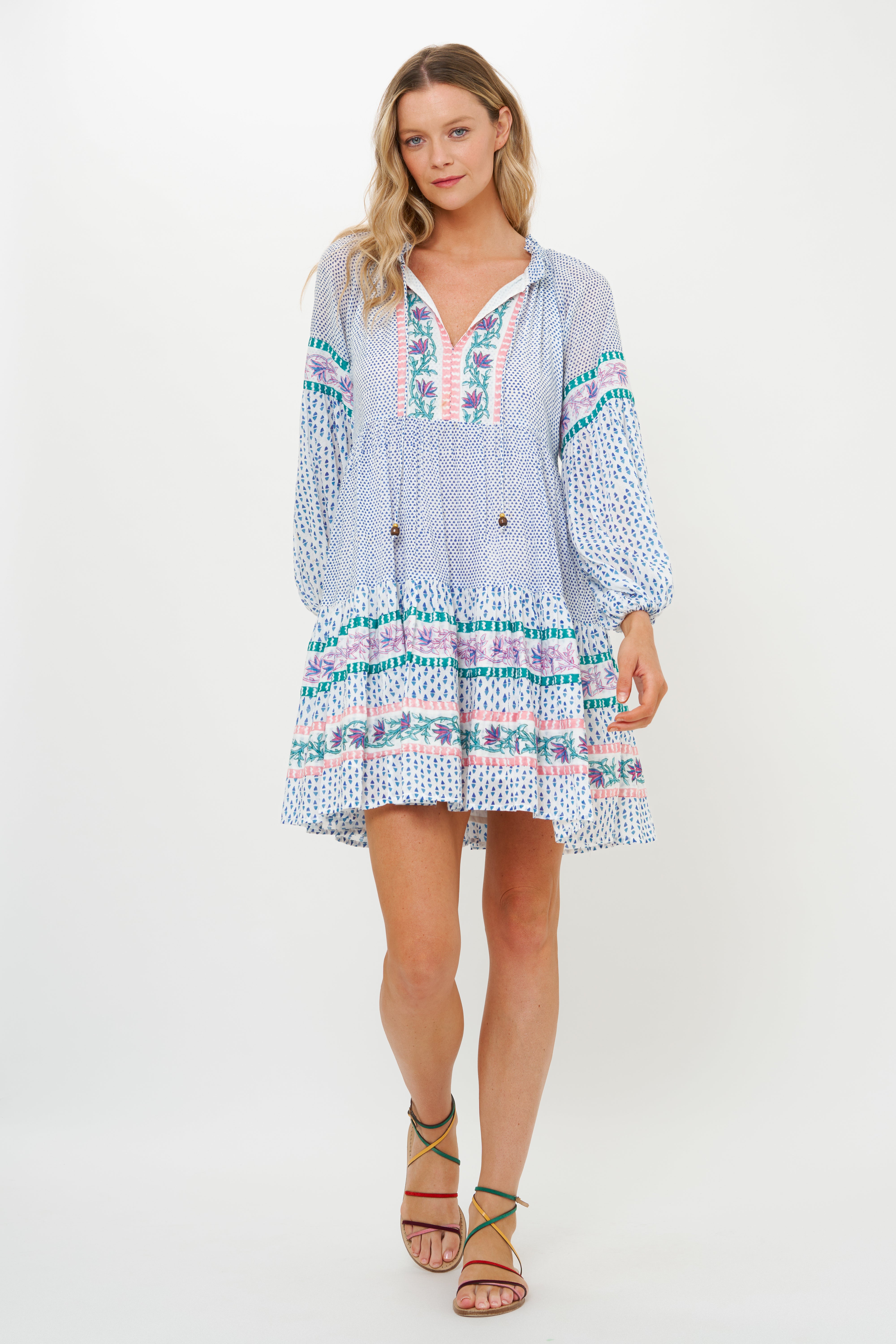 Balloon Sleeve Short Jungi Blue Dress