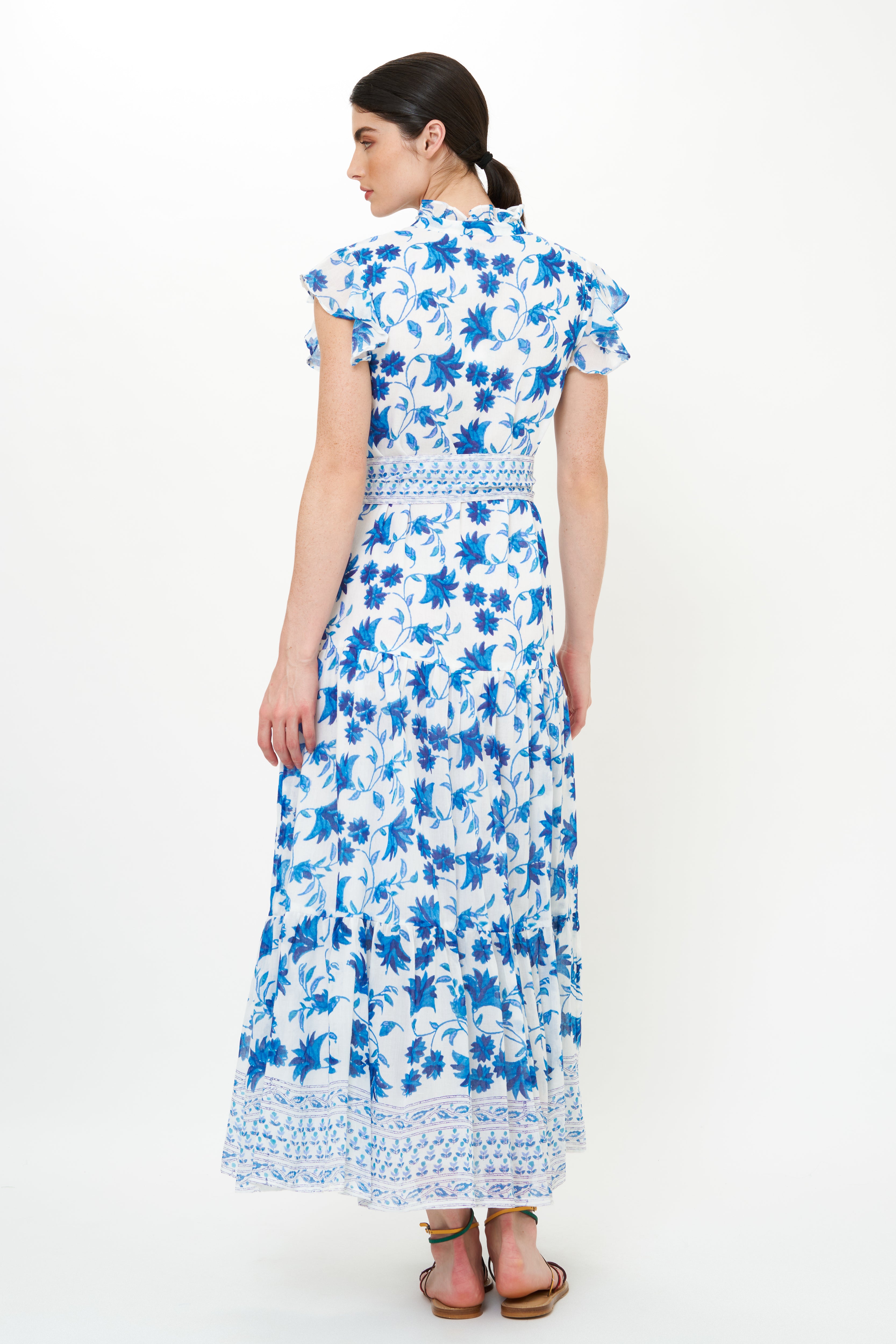 Ruffle Collar Maxi Marion Blue