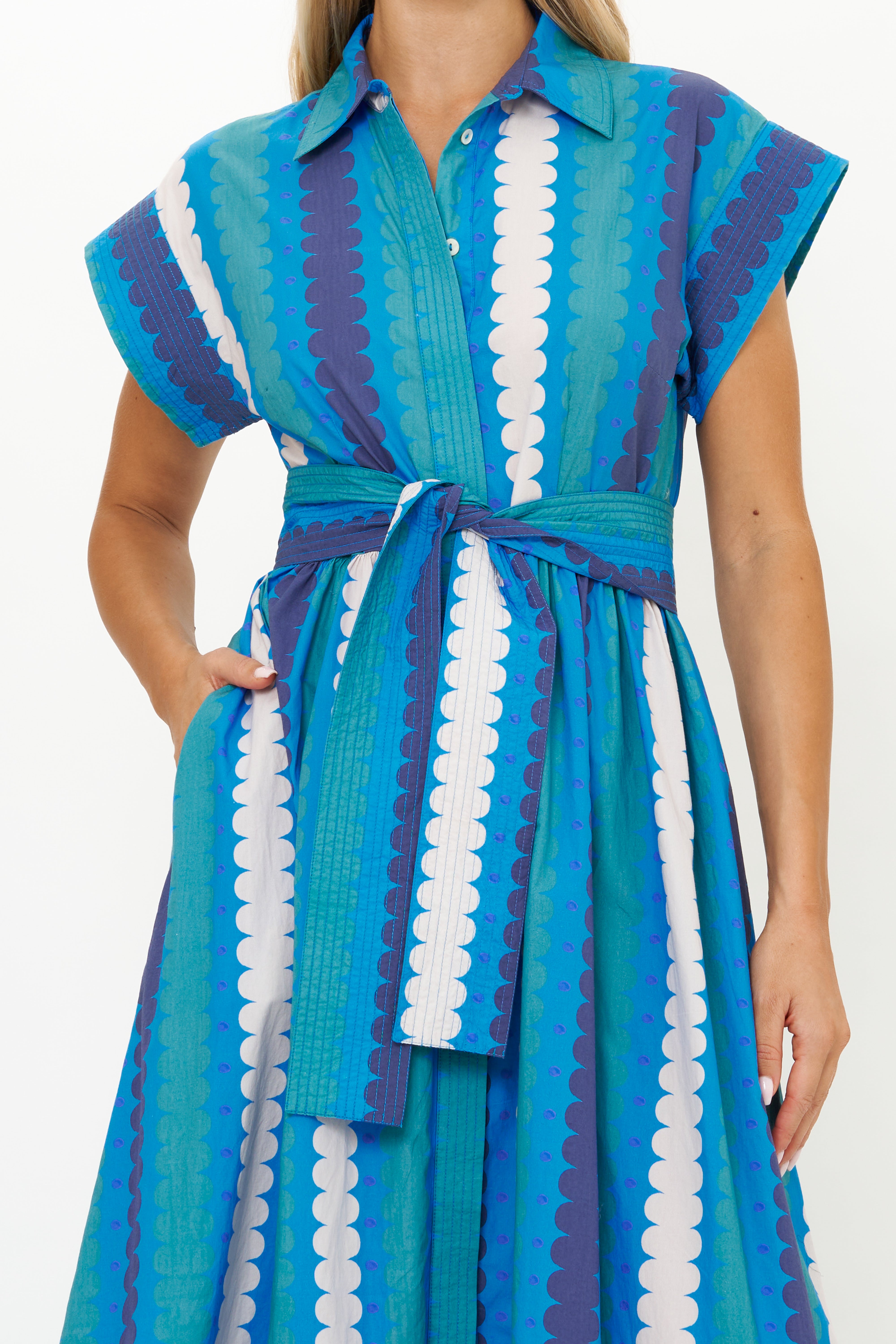 Belted Shirt Dress Meko Blue