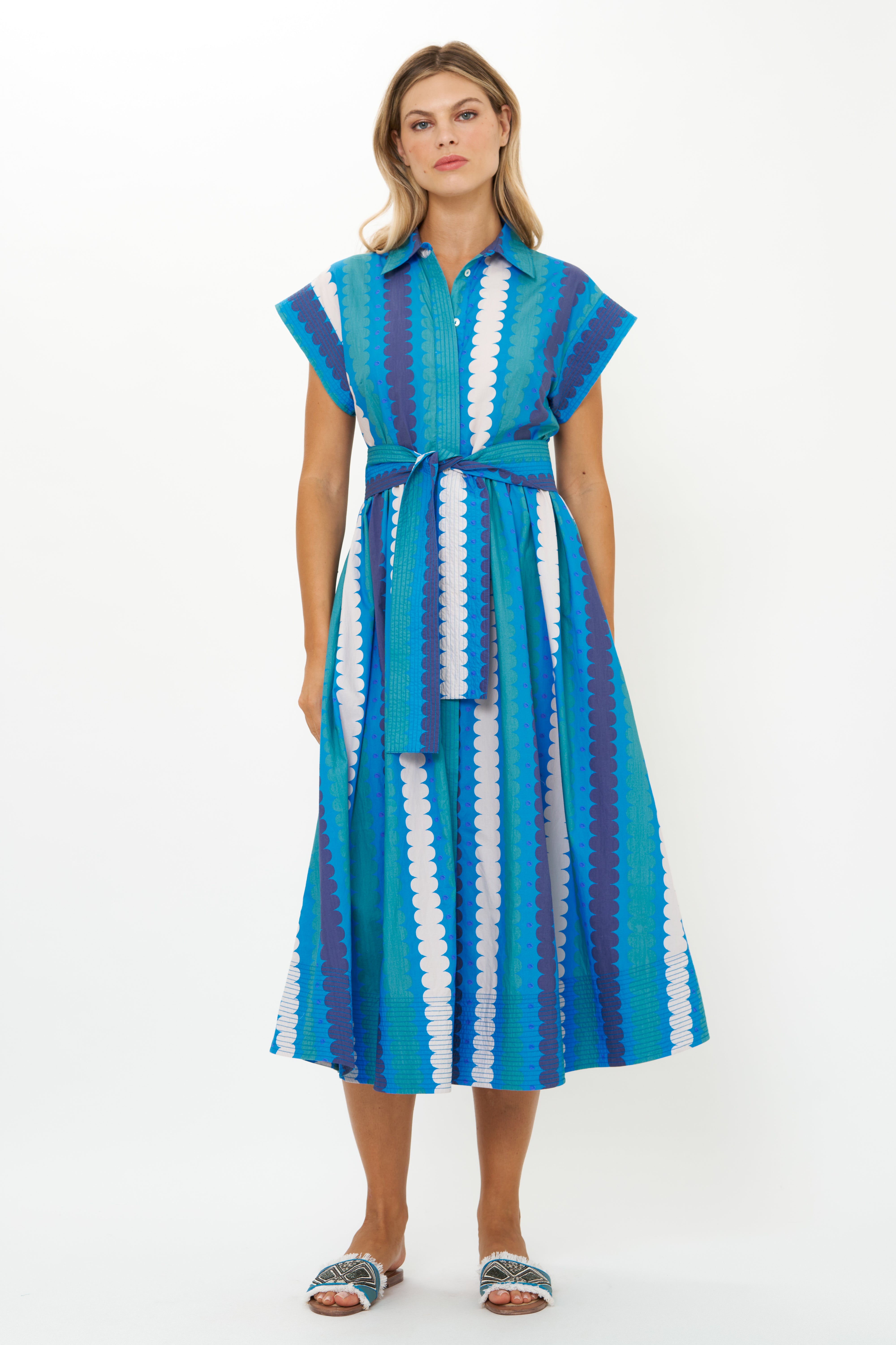 Belted Shirt Dress Meko Blue
