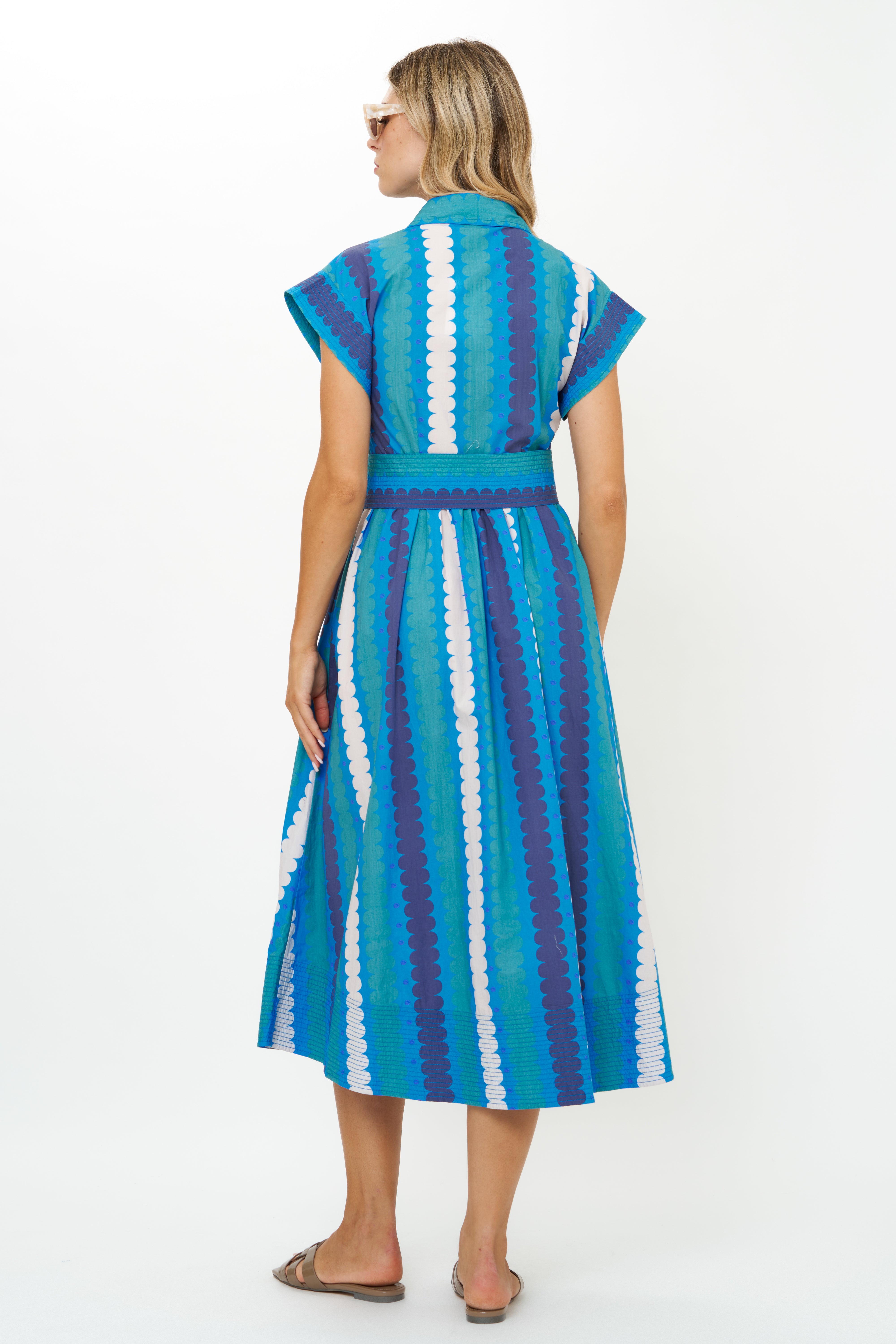 Belted Shirt Dress Meko Blue