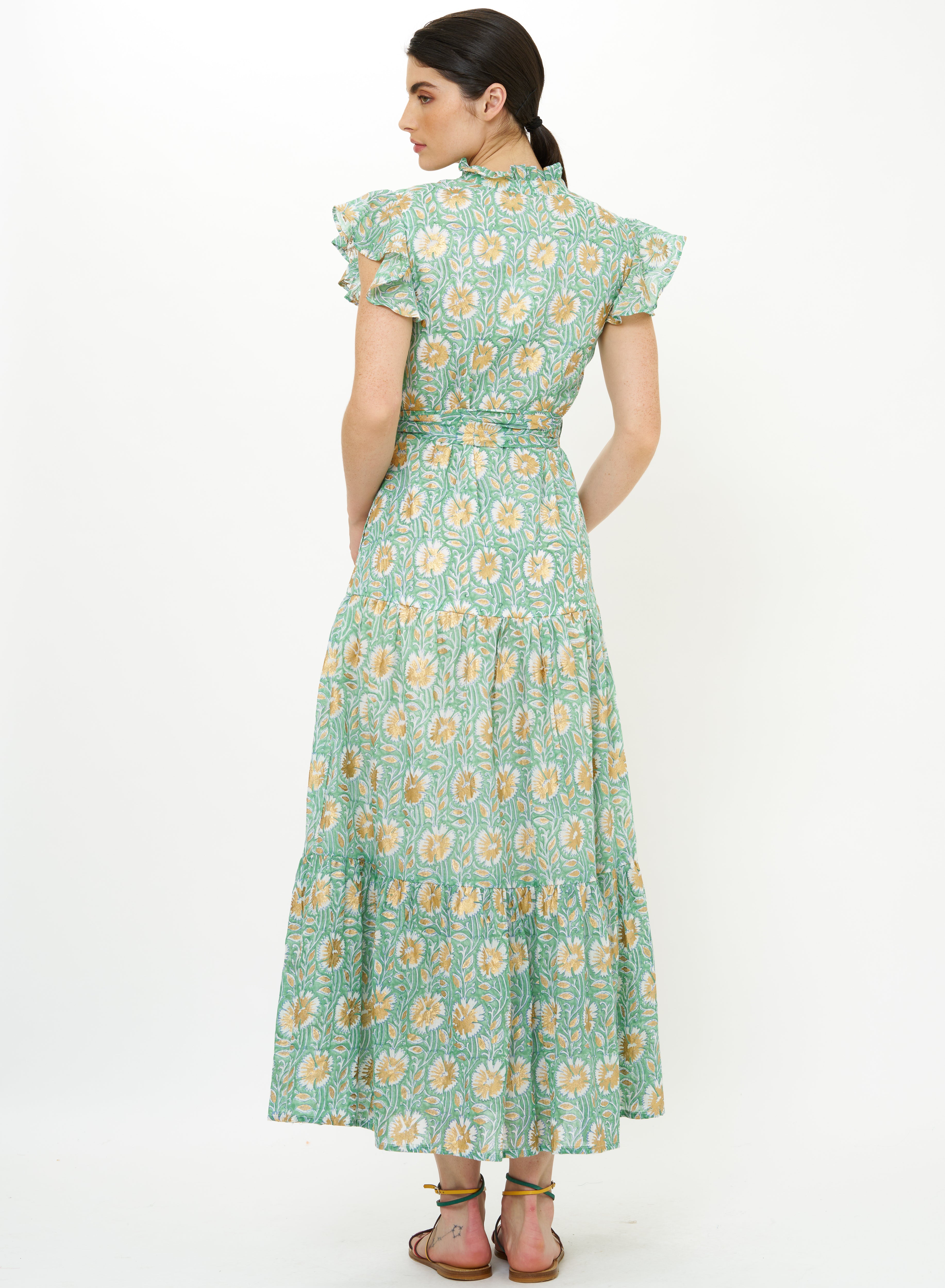 Ruffle Collar Maxi Mughal Green