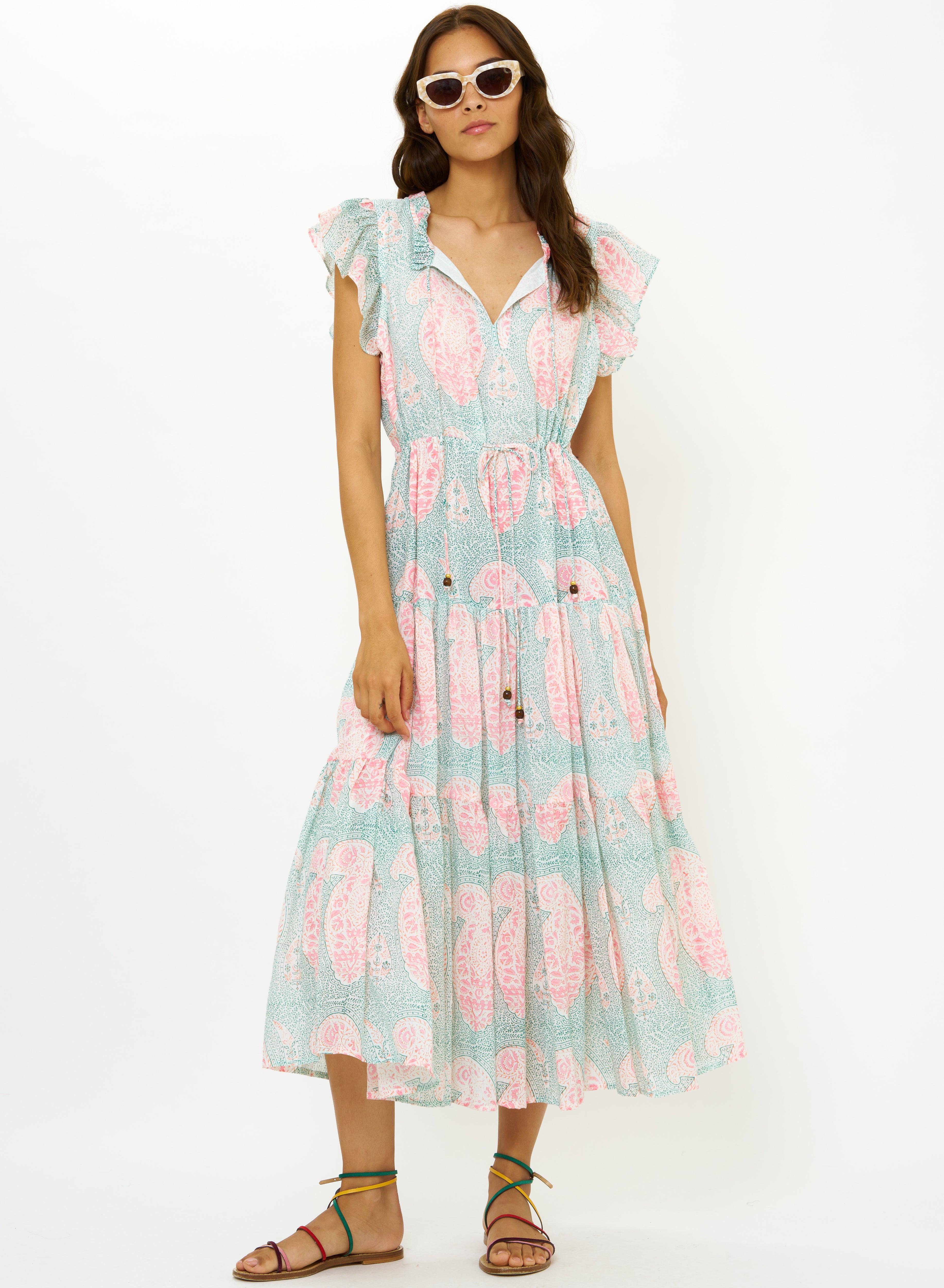 Cinched Flirty Midi Samode Green