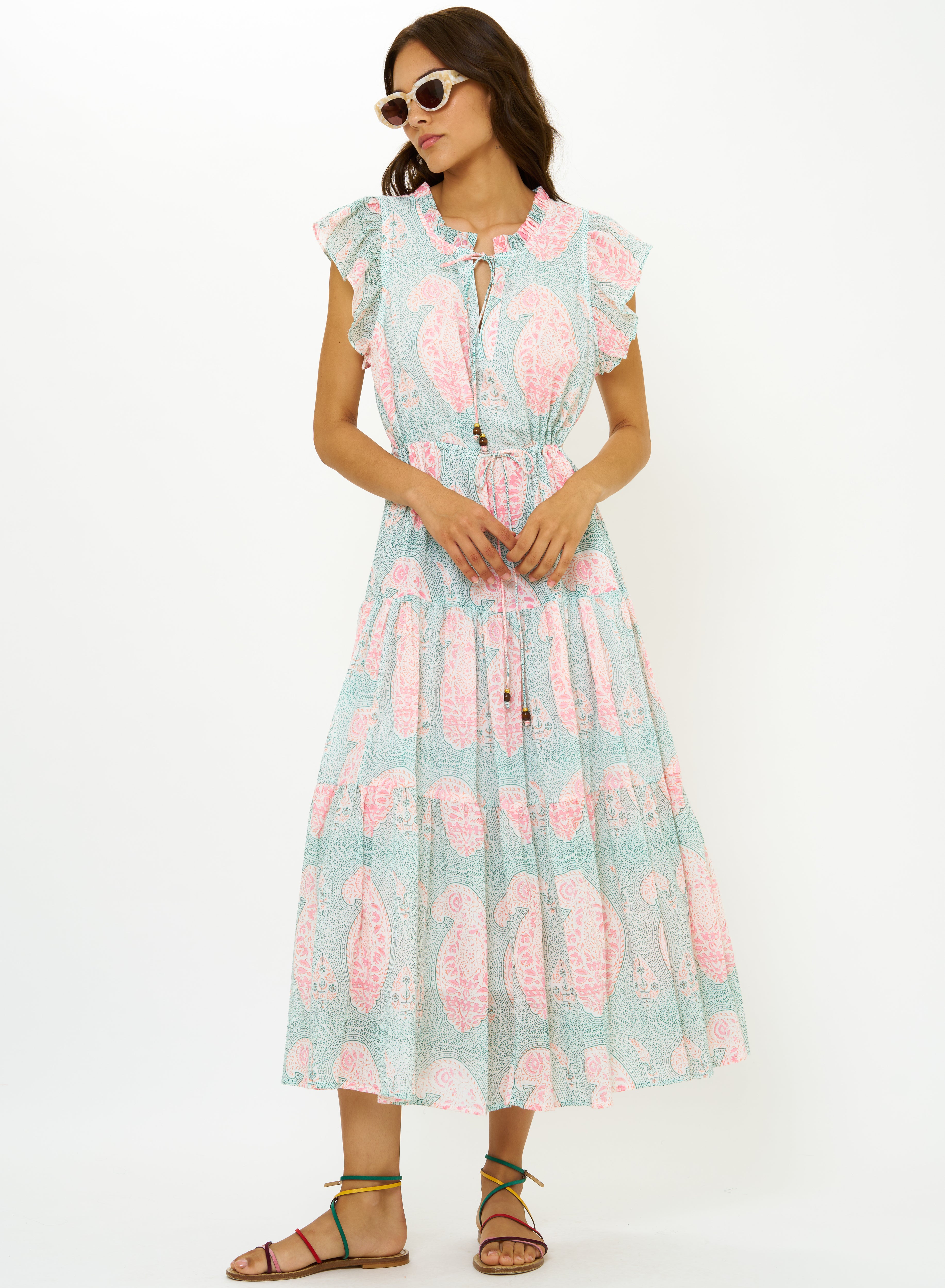 Cinched Flirty Midi Samode Green