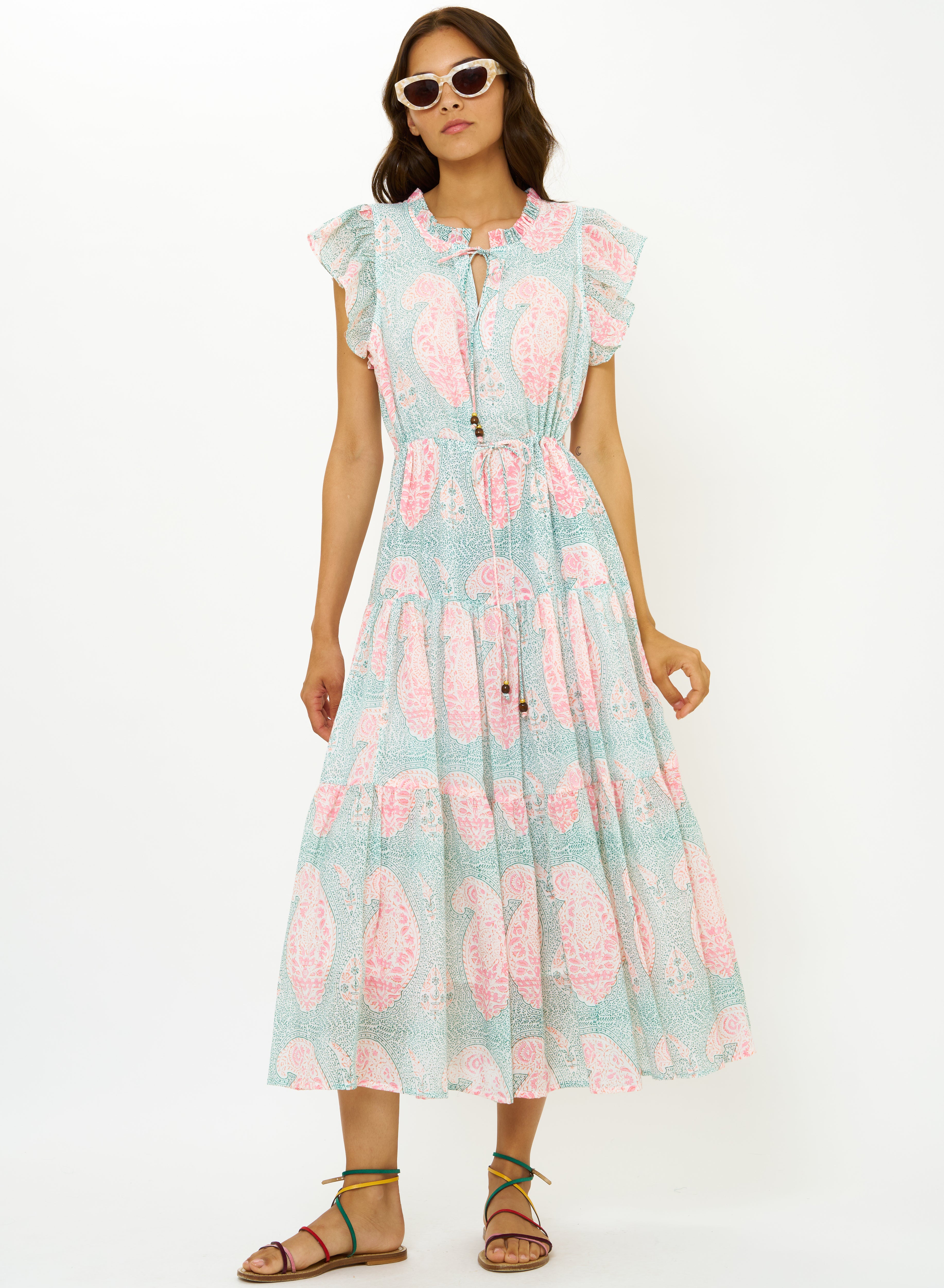 Cinched Flirty Midi Samode Green