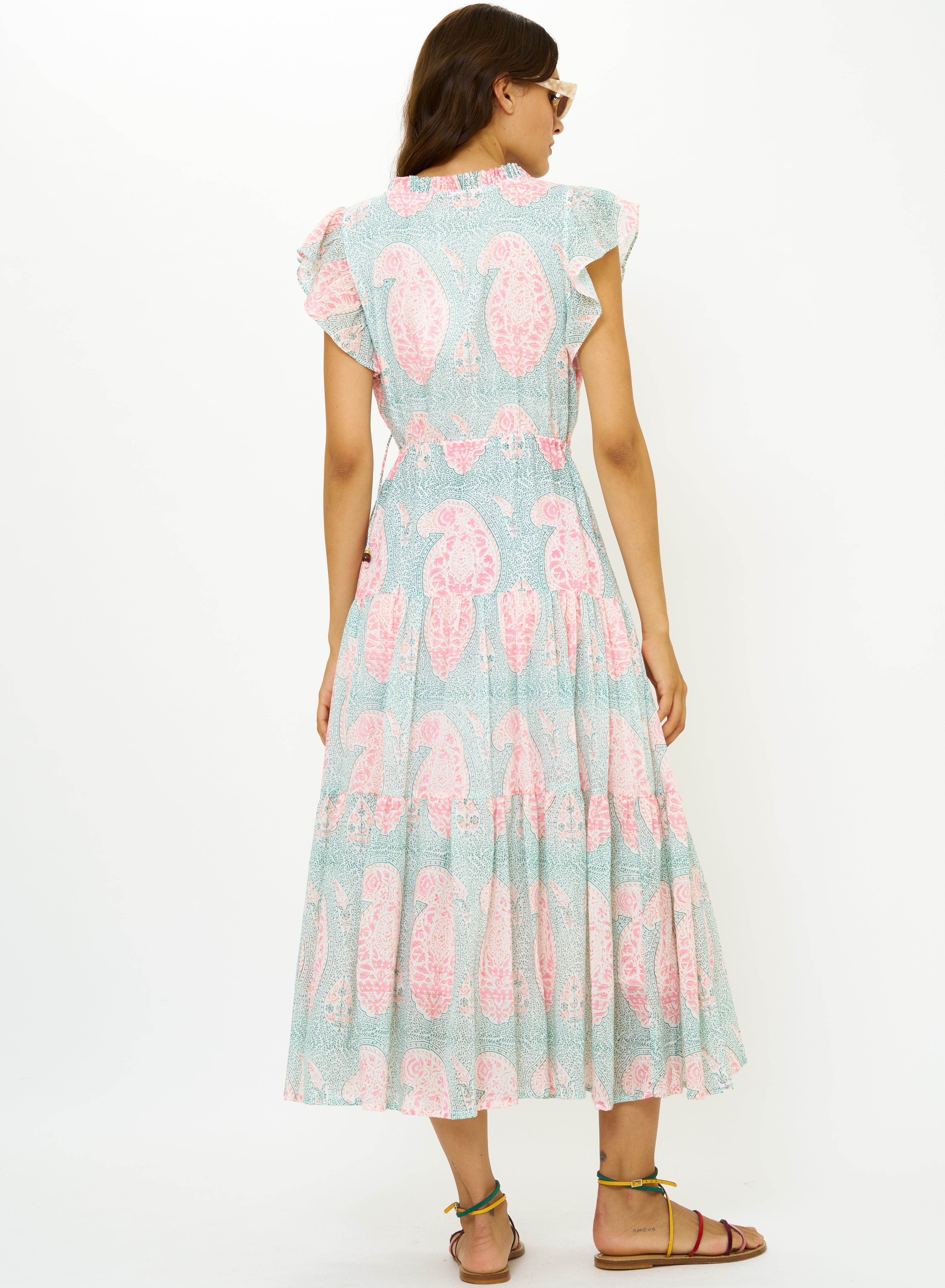Cinched Flirty Midi Samode Green