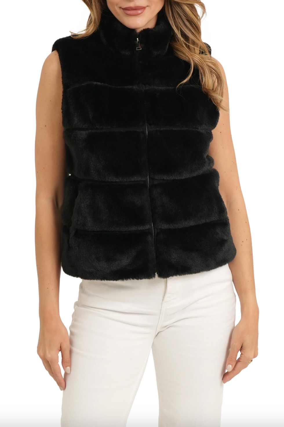 Faux Fur Vest Black