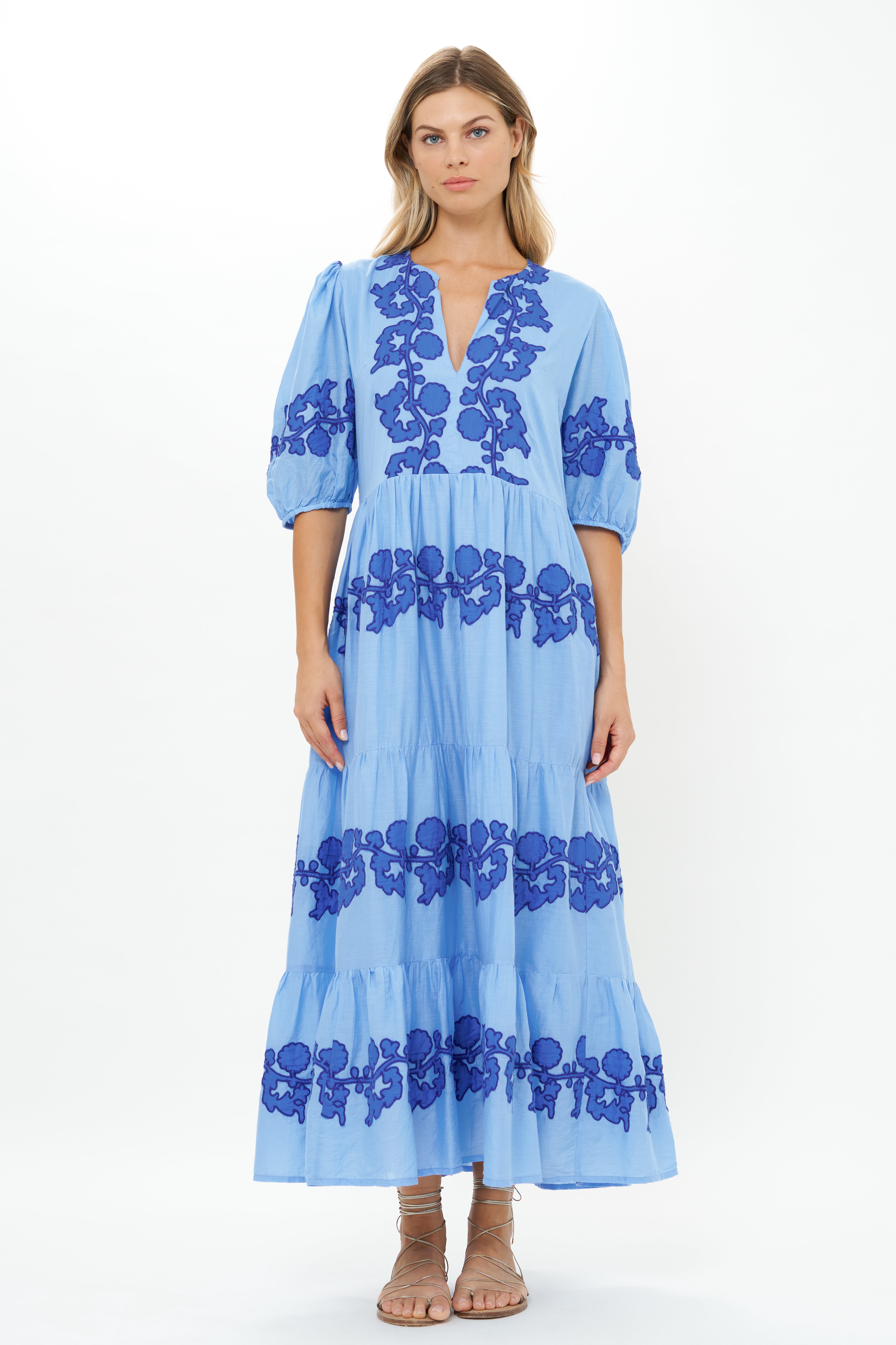 Puff Sleeve Maxi Tangier Blue