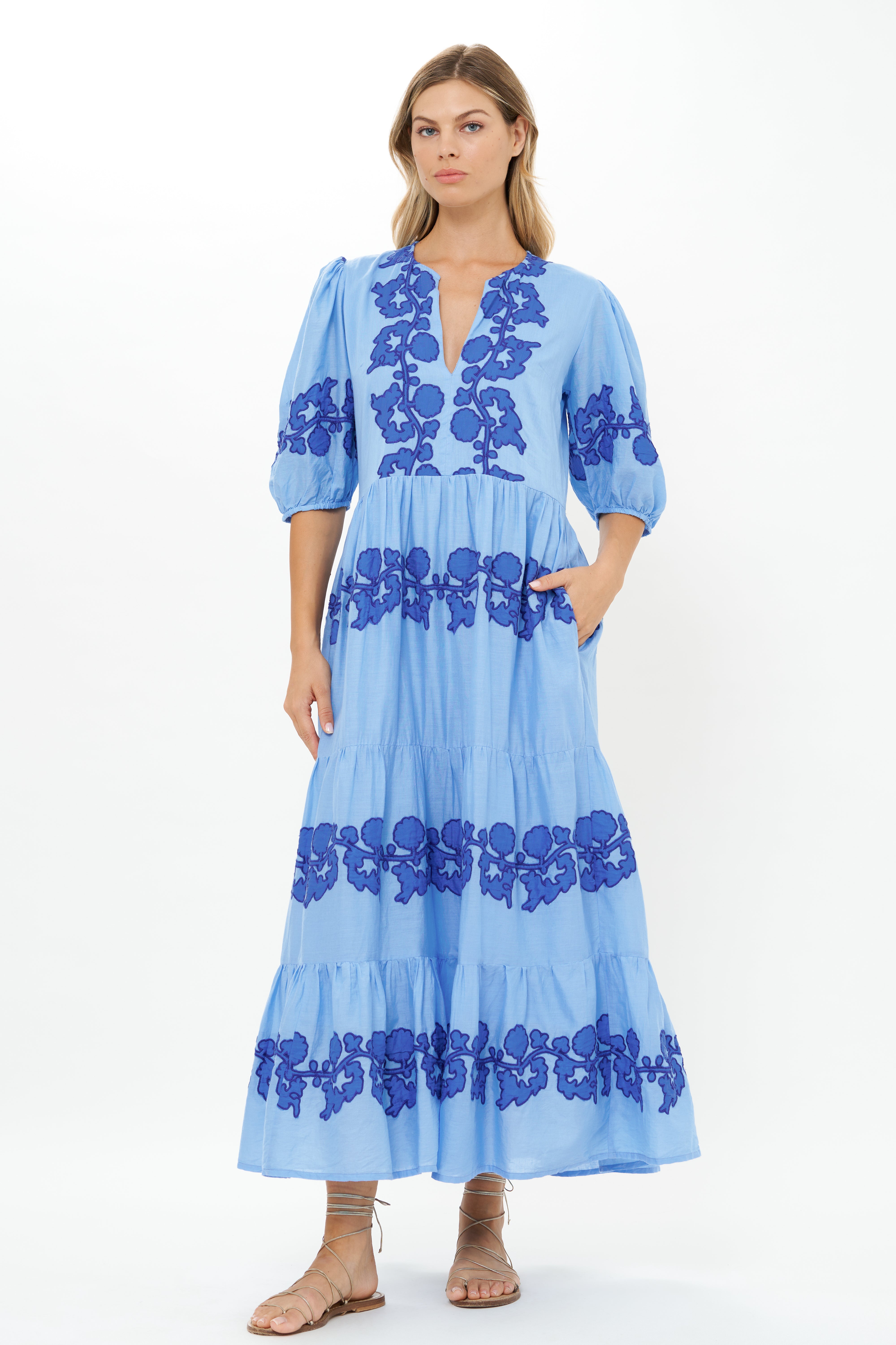 Puff Sleeve Maxi Tangier Blue