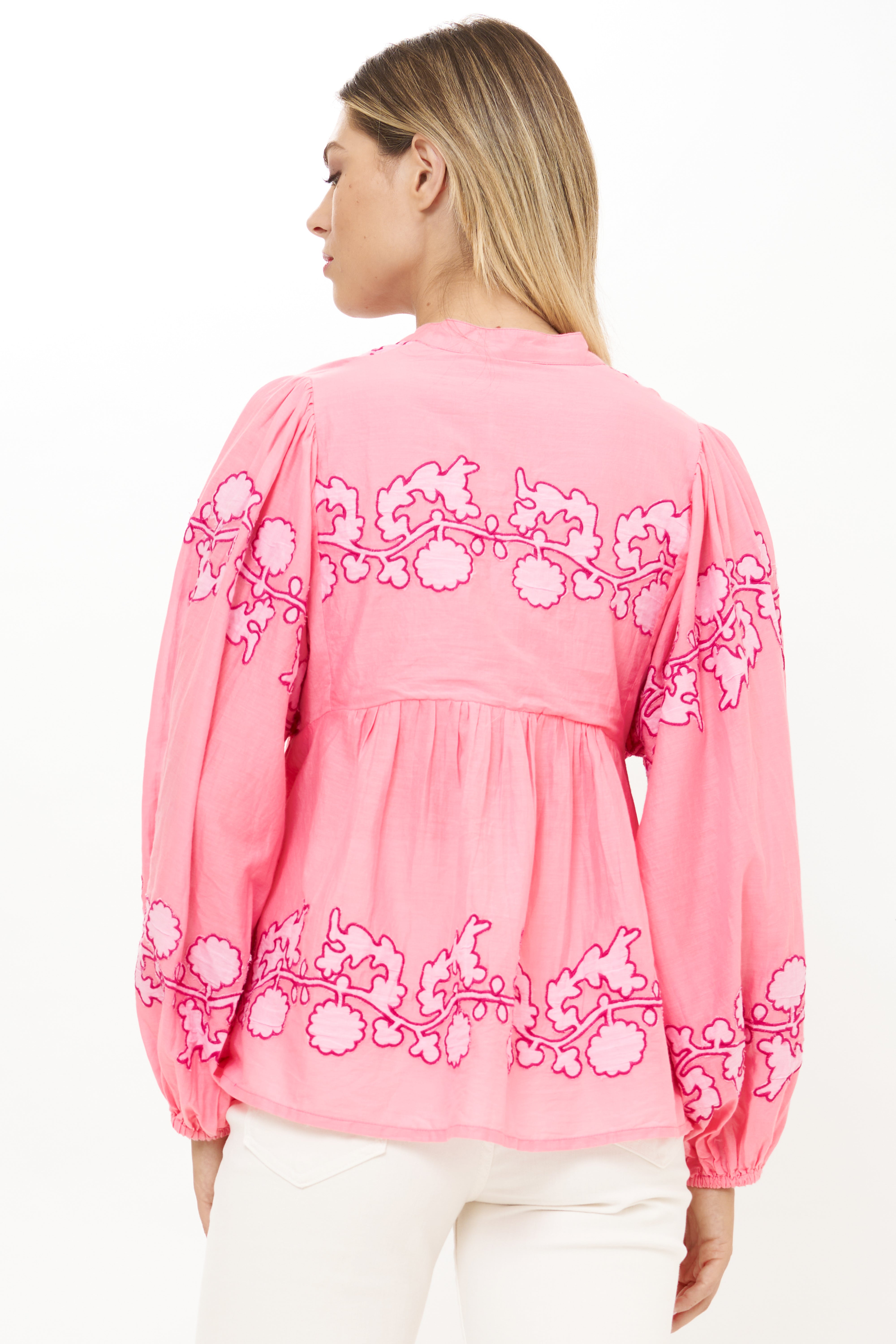 Mandarin Balloon Top Tangier Pink
