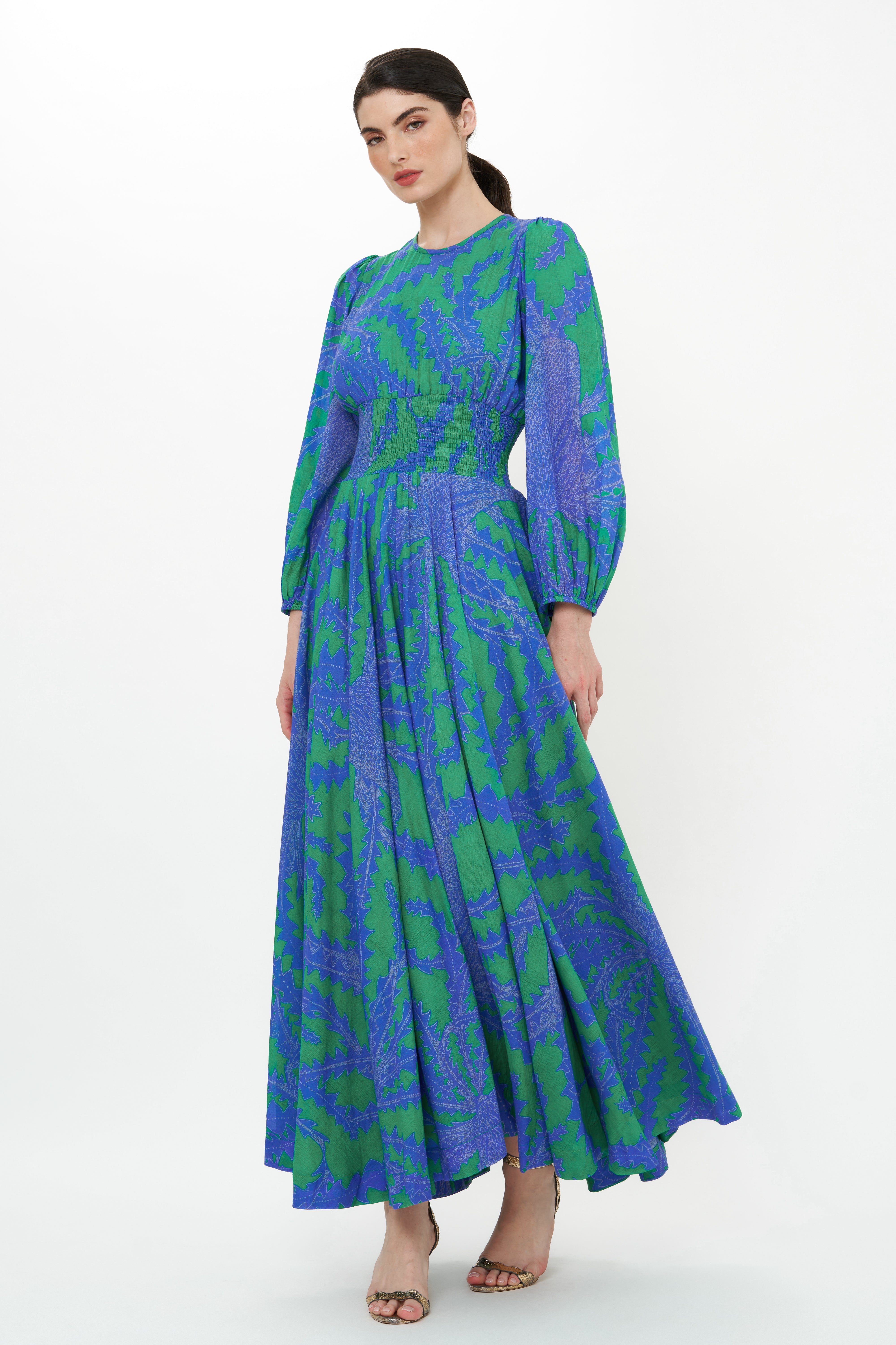 Crew Smocked Maxi Thistle Green