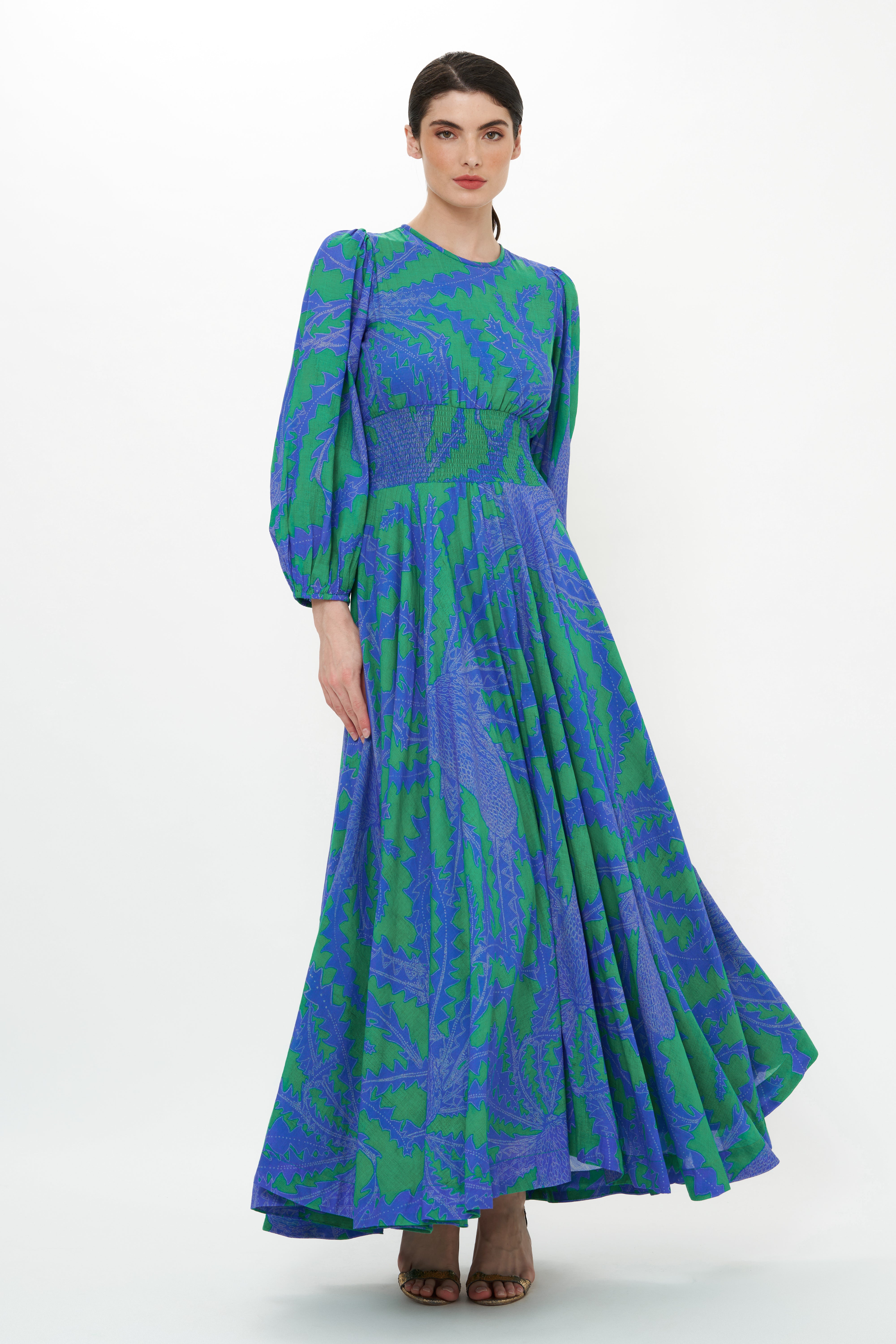 Crew Smocked Maxi Thistle Green