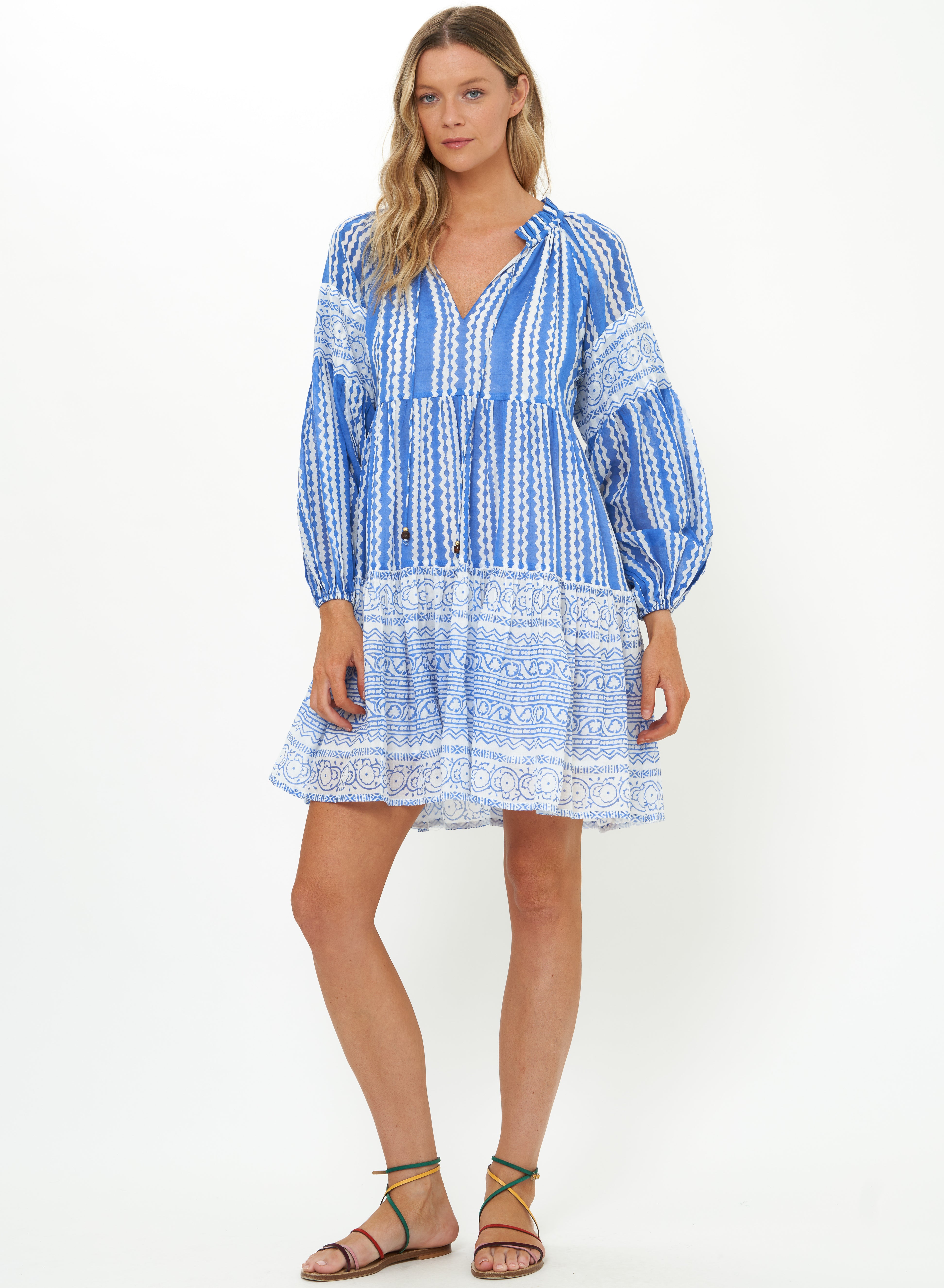 Balloon Sleeve Short Ziggy Blue