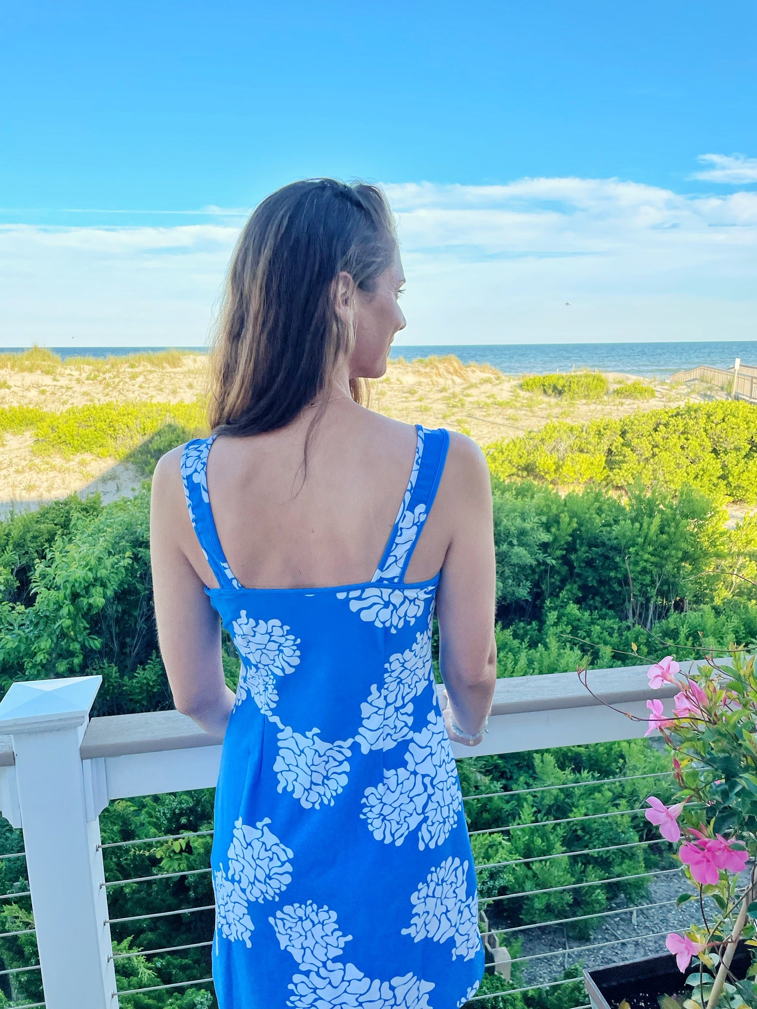 Bali Tank Dress Geranium/White