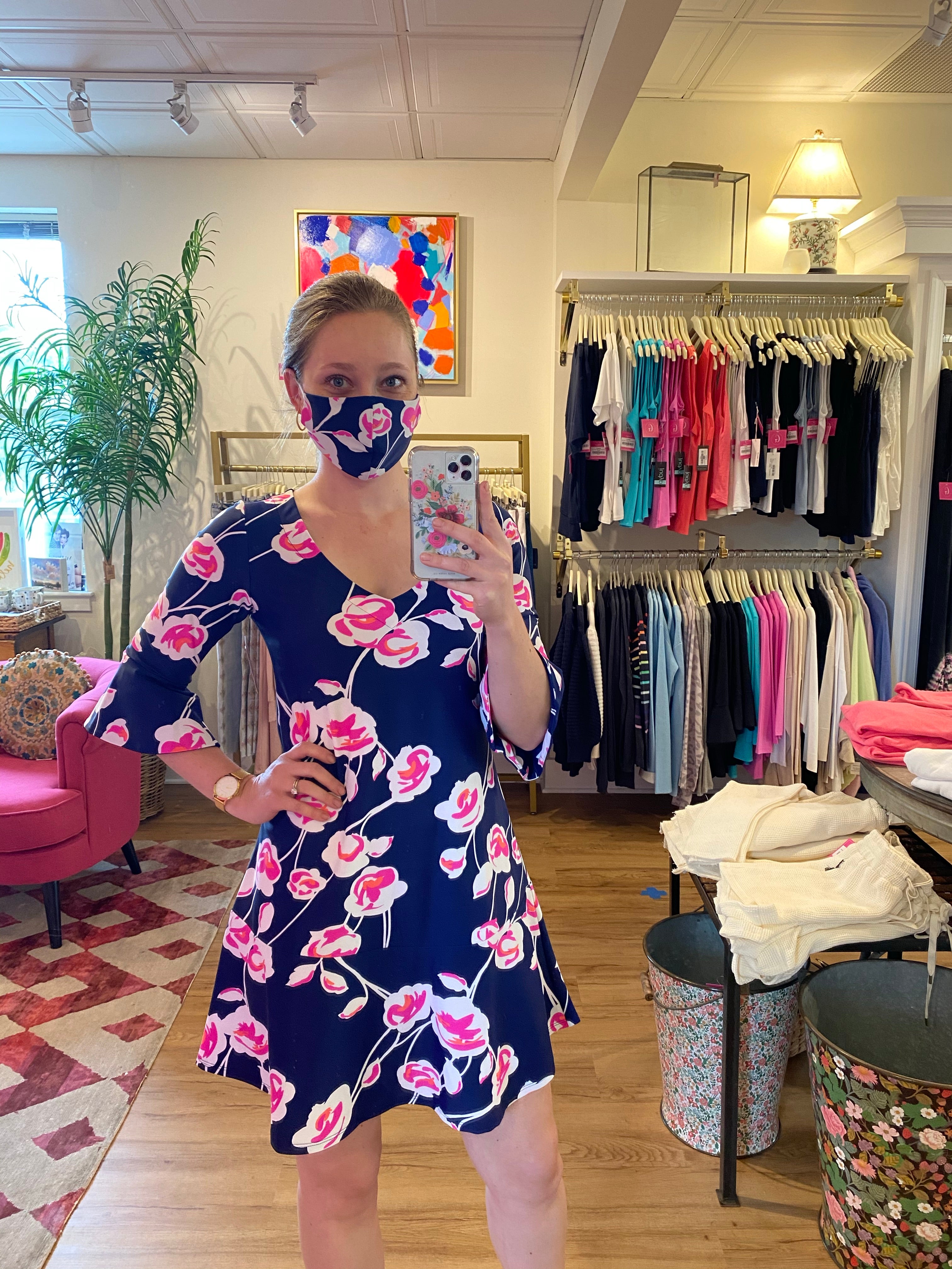 Flirty Dress Navy Cloud Flower