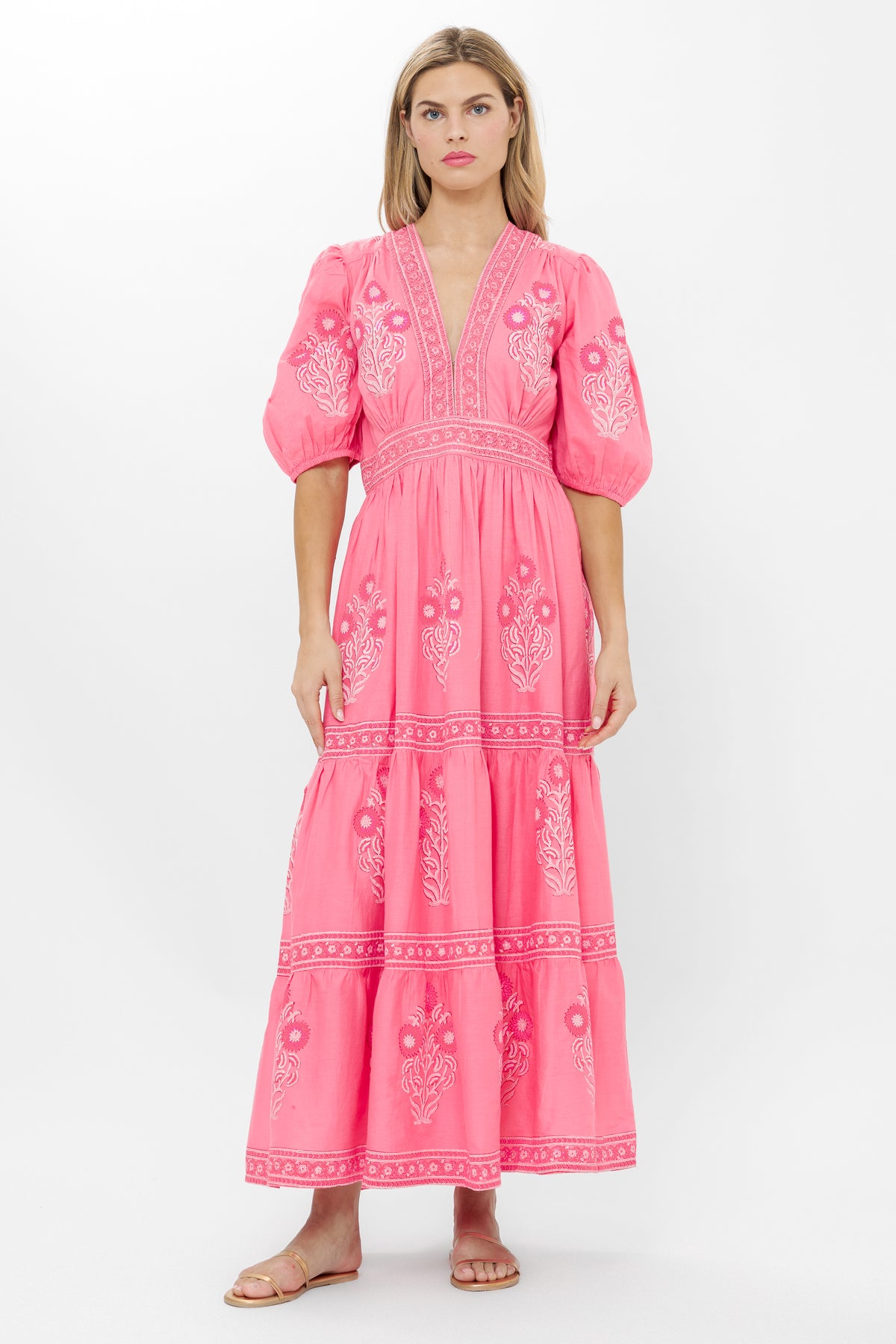 V-Neck Puffed Maxi
