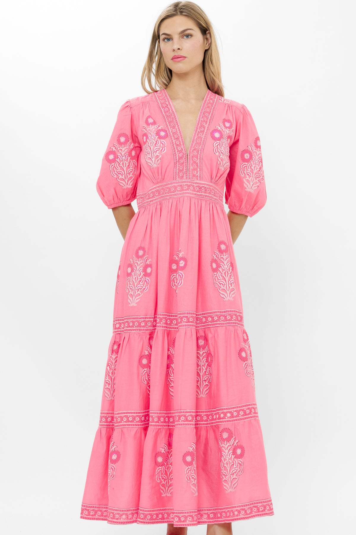 V-Neck Puffed Maxi