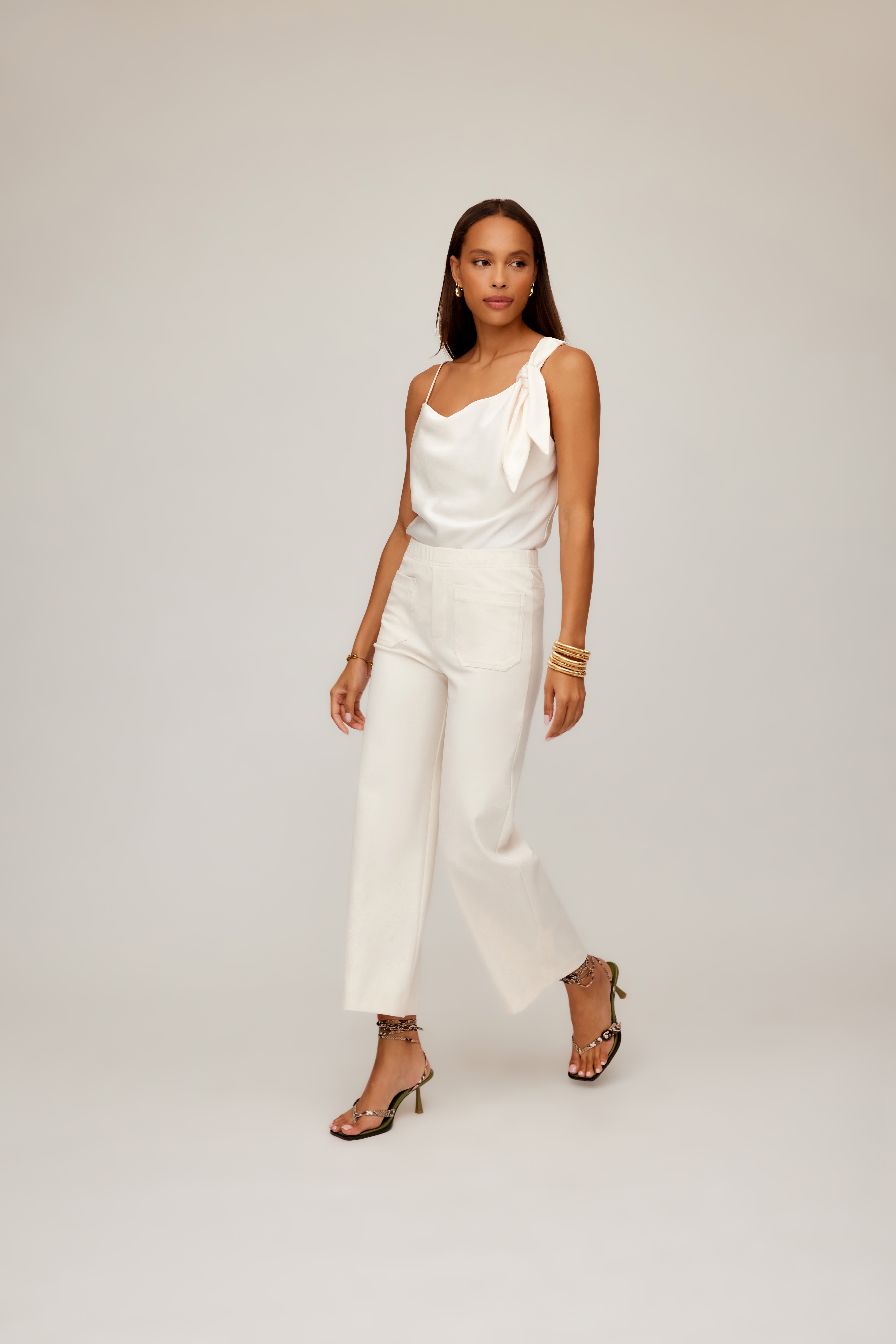 Celia Cropped Pants Ecru