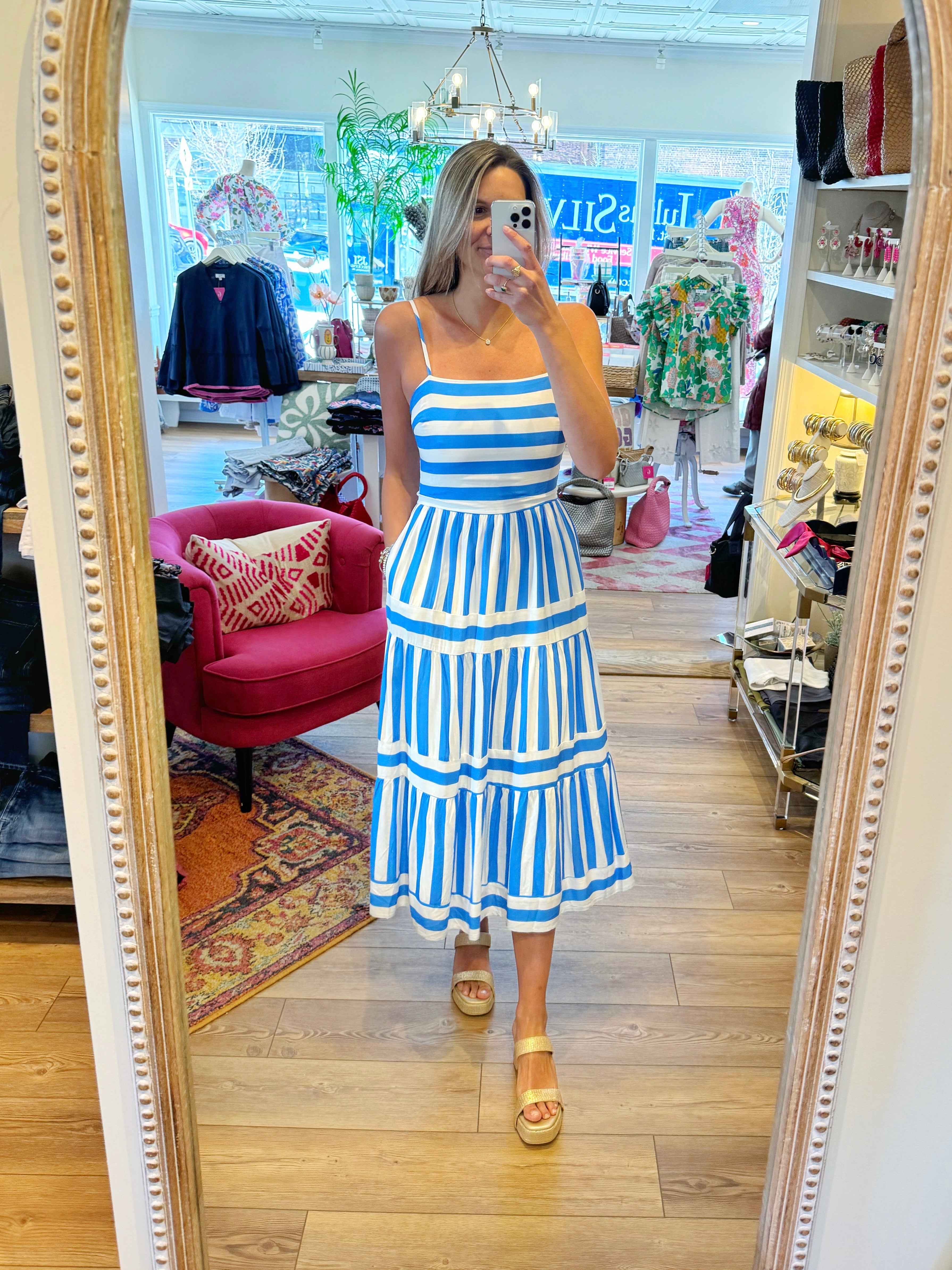 THML Striped Midi Dress