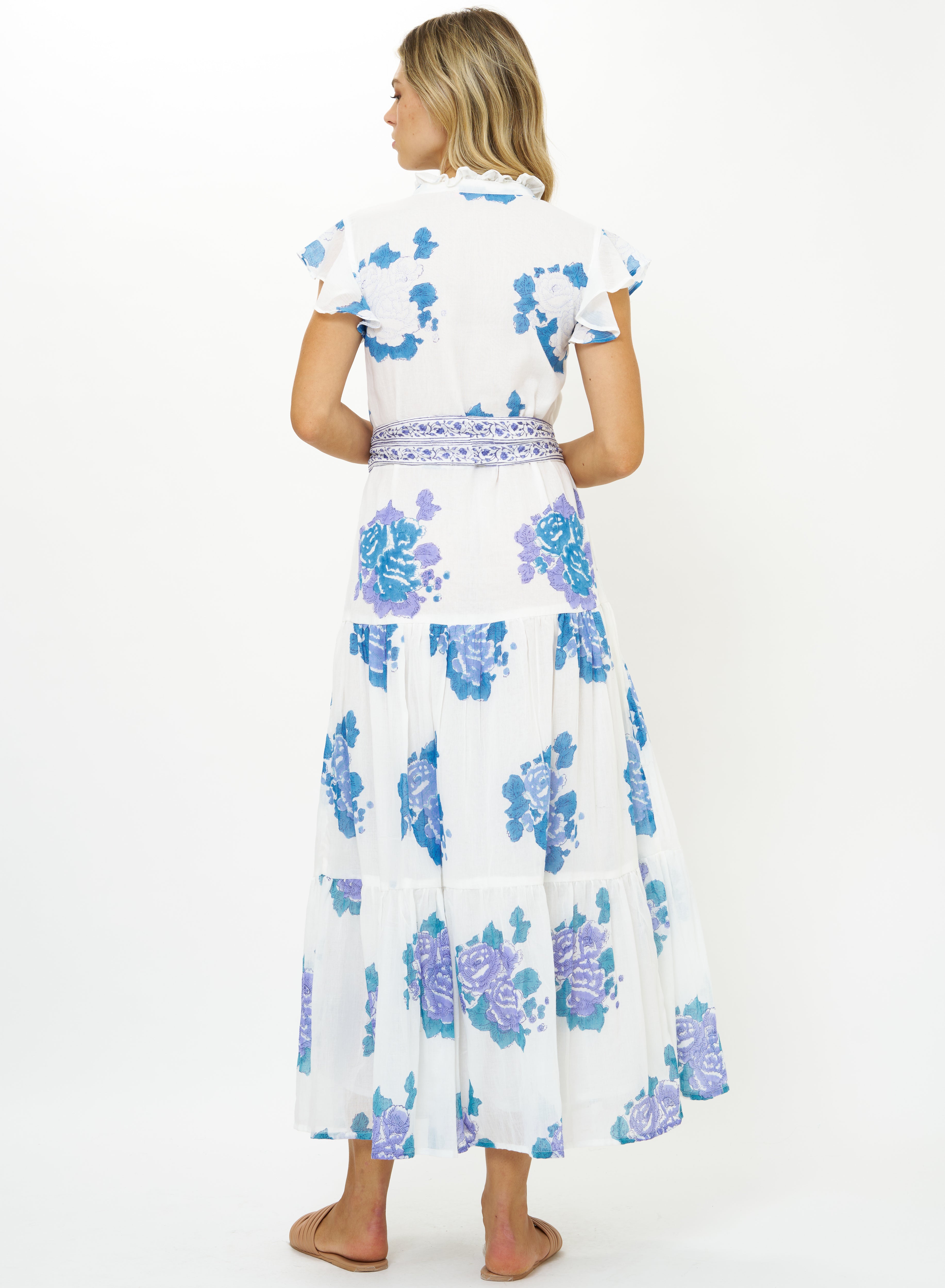 Ruffle Collar Maxi Portofino Blue