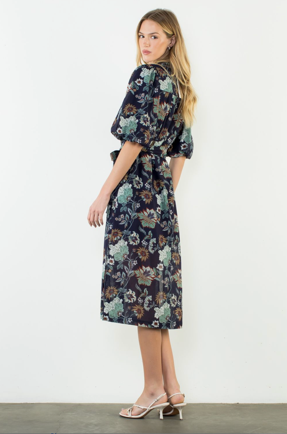 Puff Floral Button Dress