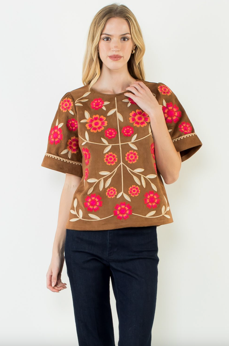Open Embroiderd Flower Top