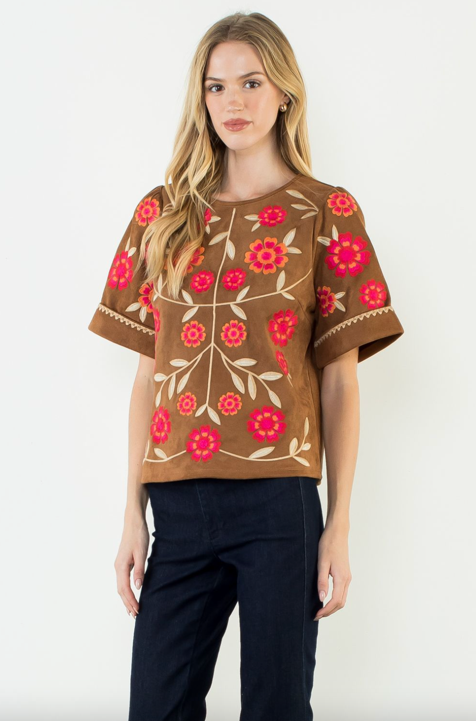 Open Embroiderd Flower Top