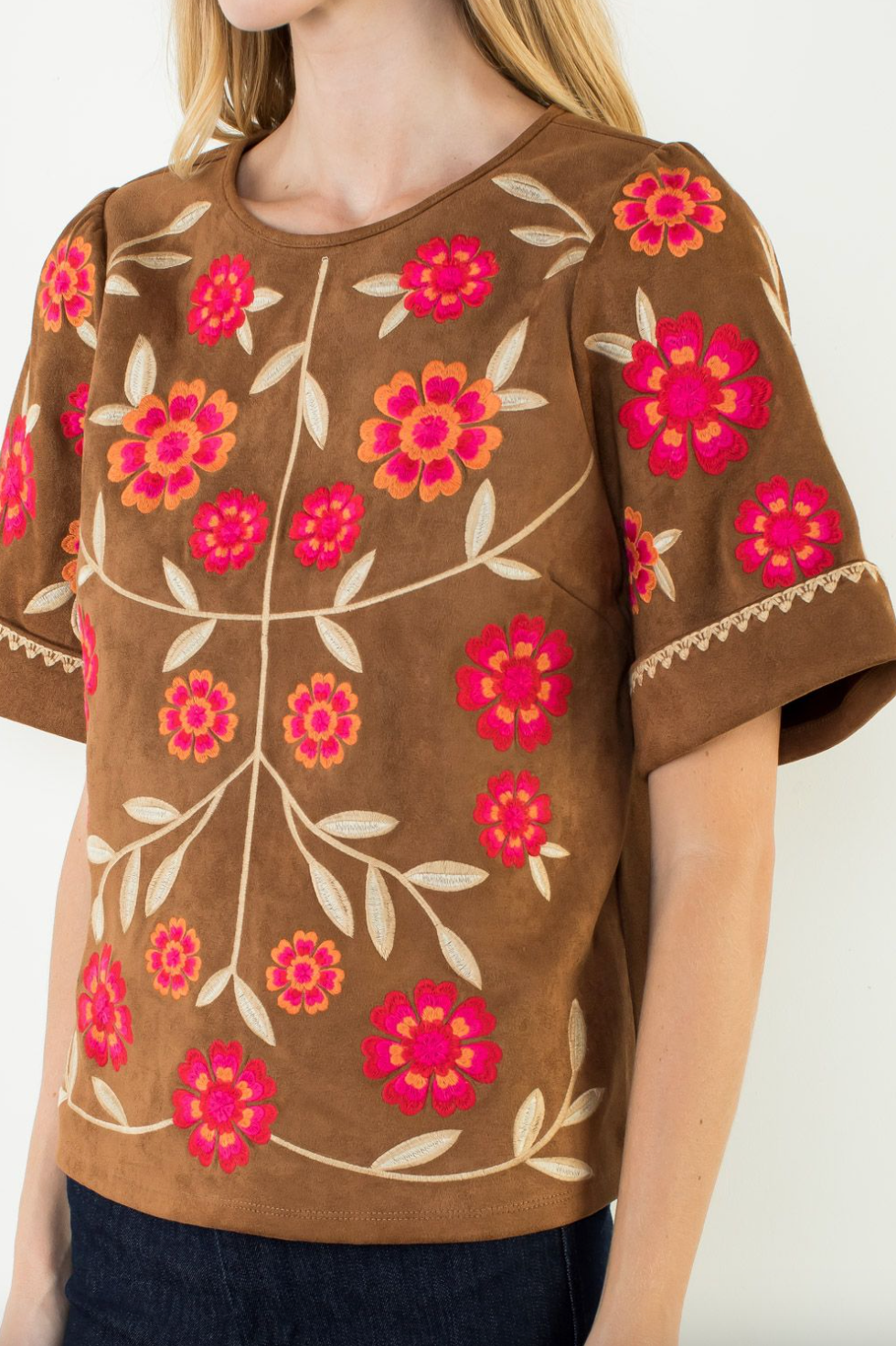 Open Embroiderd Flower Top