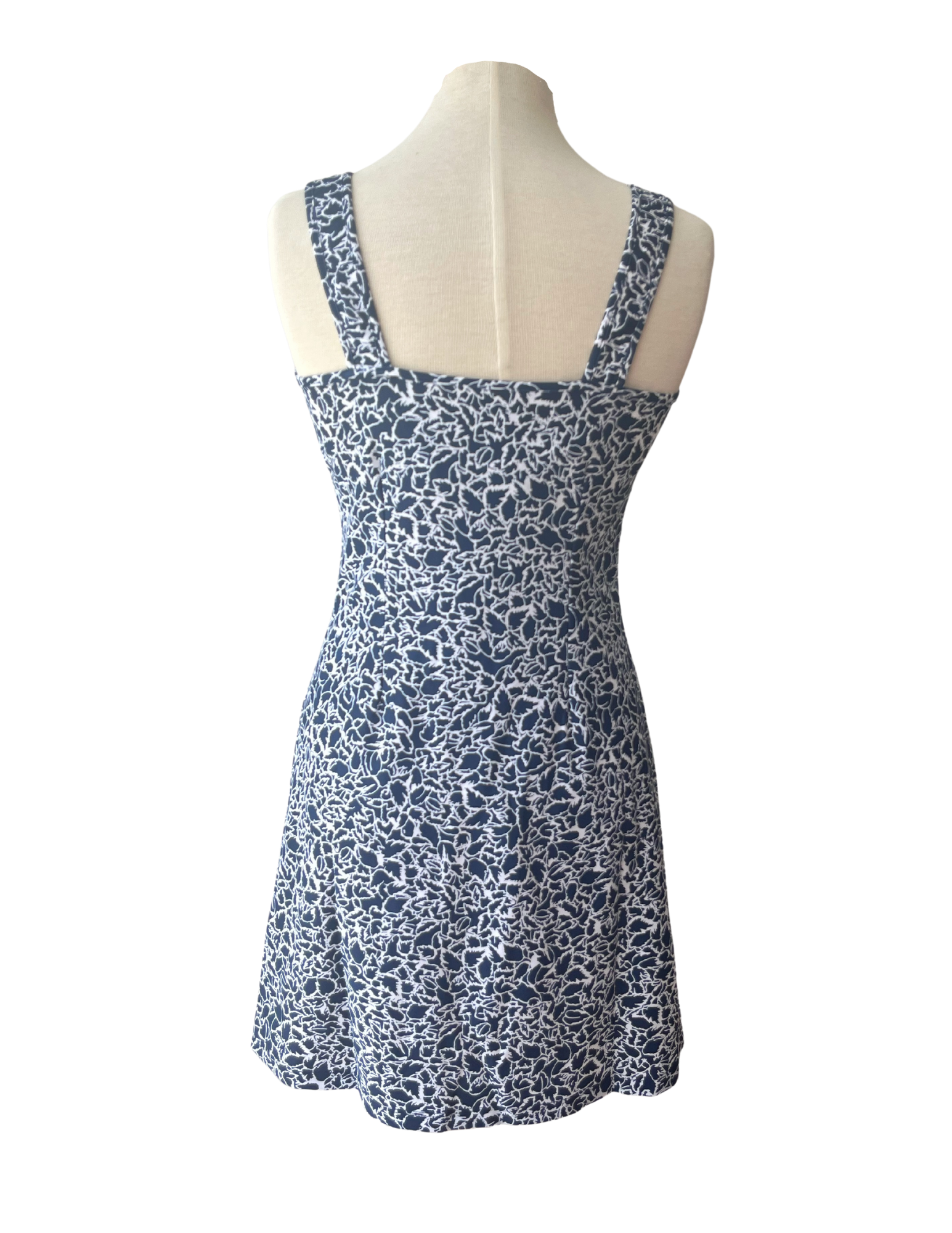 Bali Tank Dress Variegated Leaves Navy/White