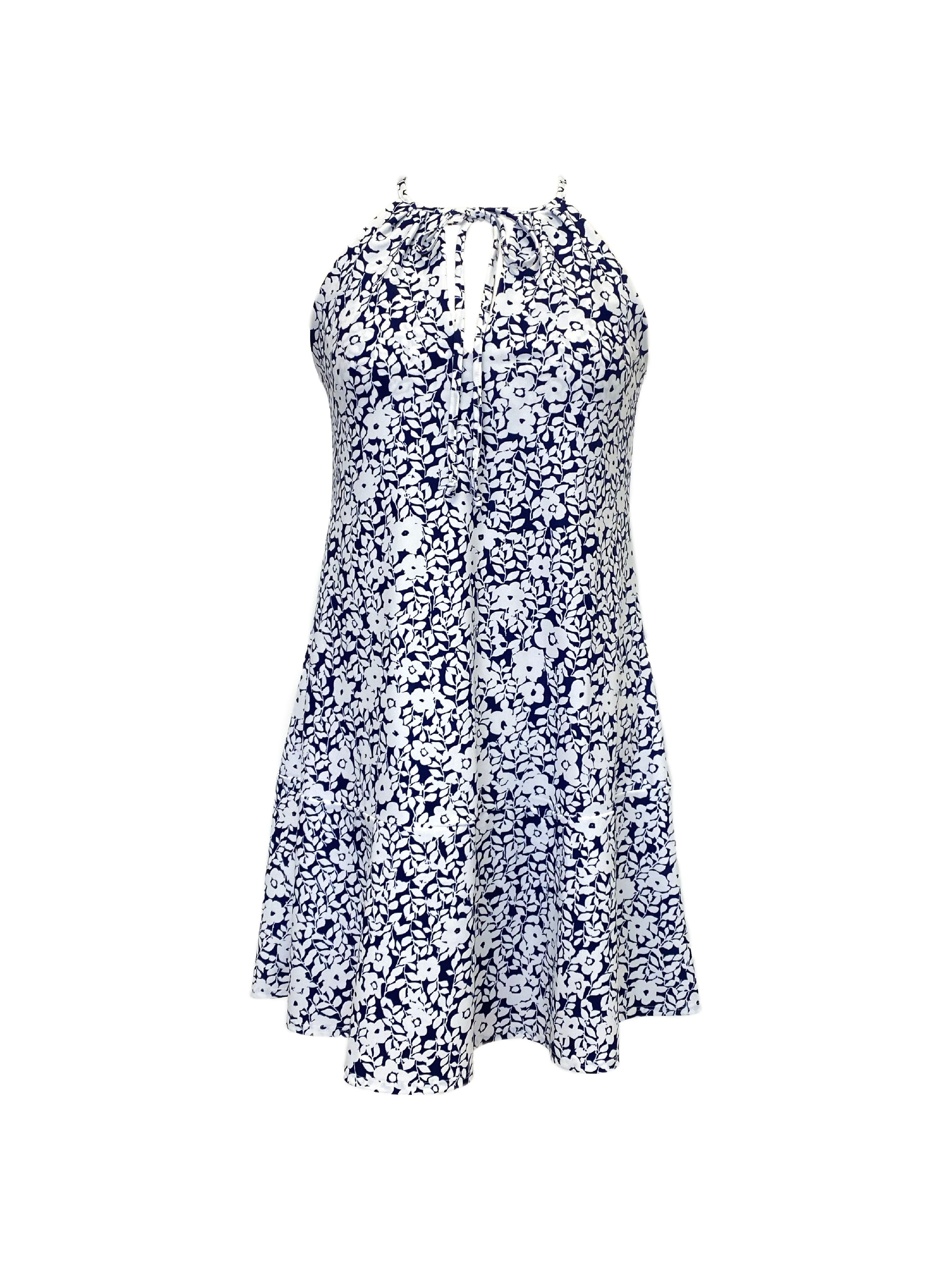 Cape May Dress Rosa Rugosa Navy