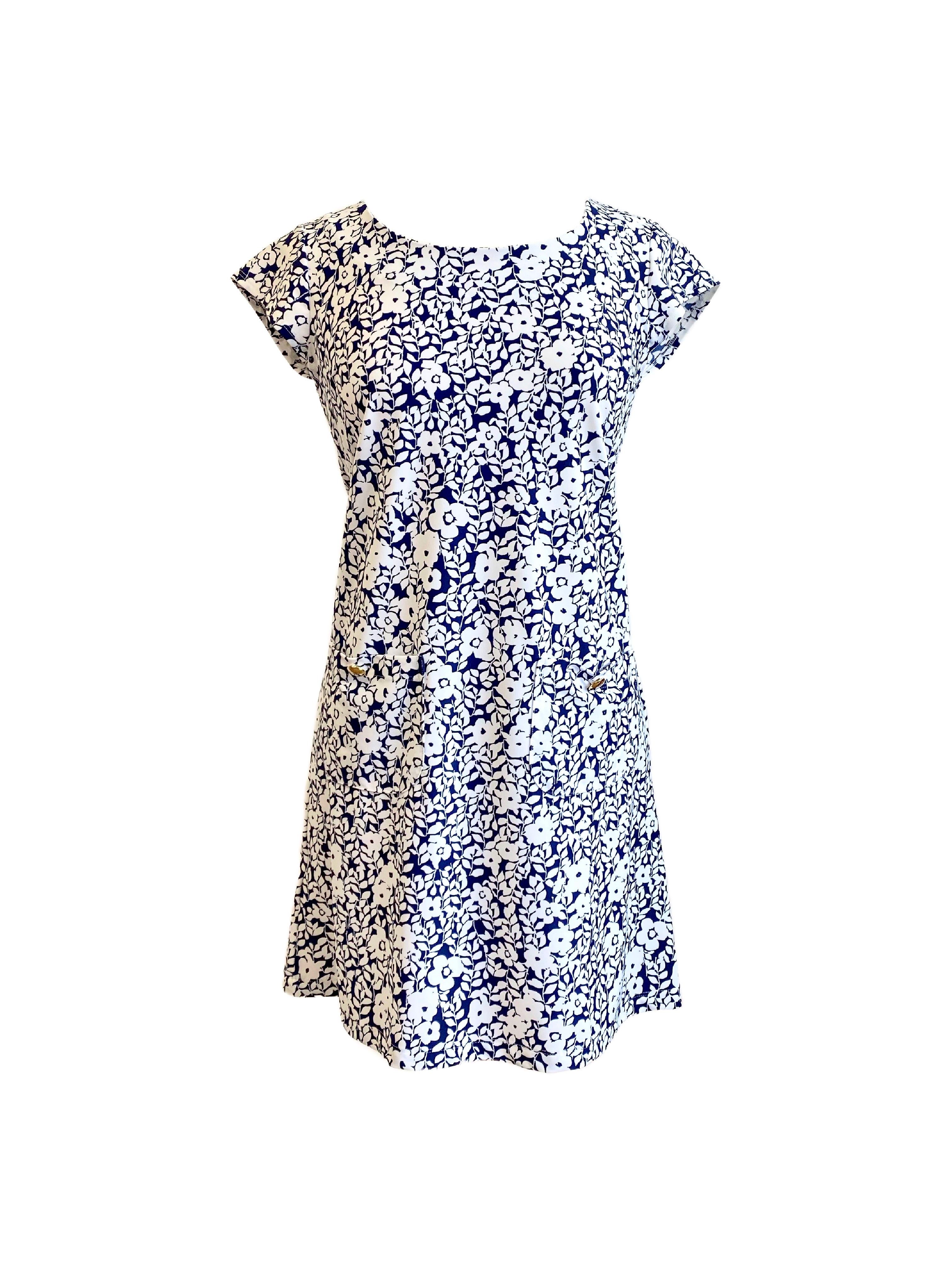 Charleston Cap Sleeve Dress Rosa Rugosa Navy