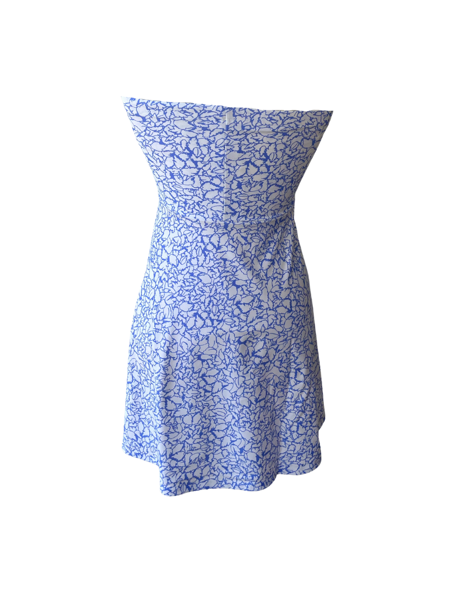 Avalon Dress Variegated Leaves Perwinkle/White