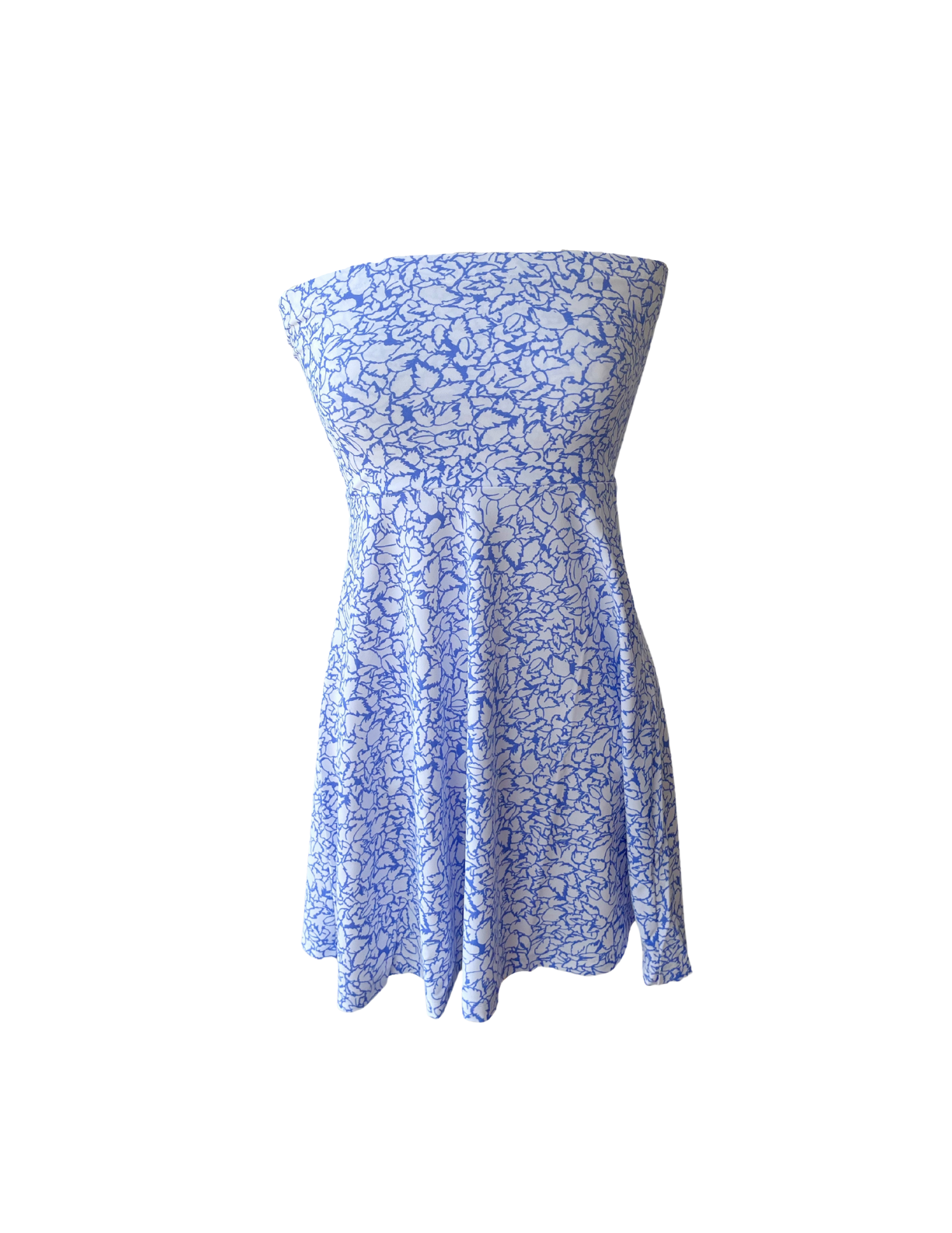 Avalon Dress Variegated Leaves Perwinkle/White