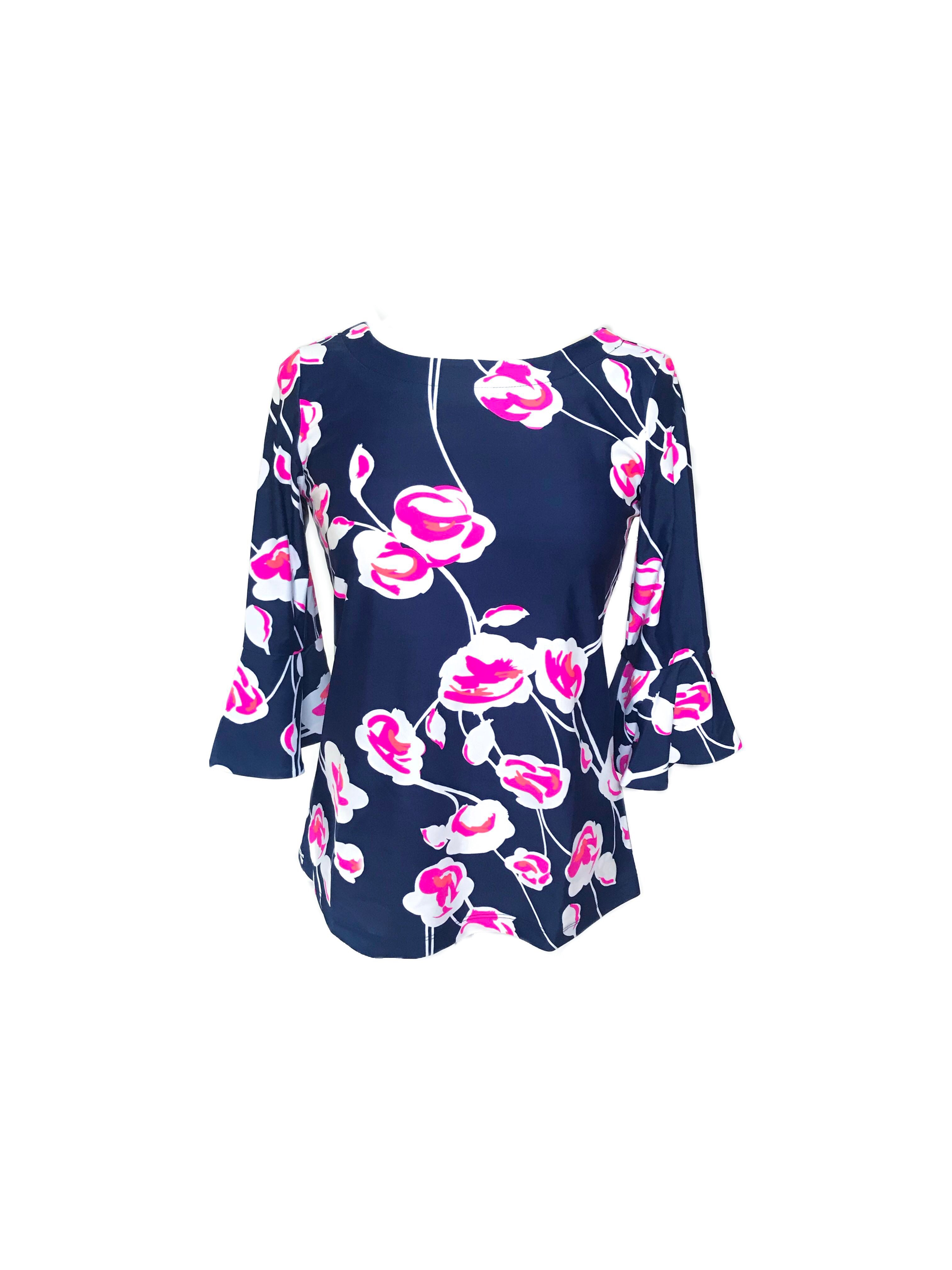 Flirty Top Navy Cloud Flower